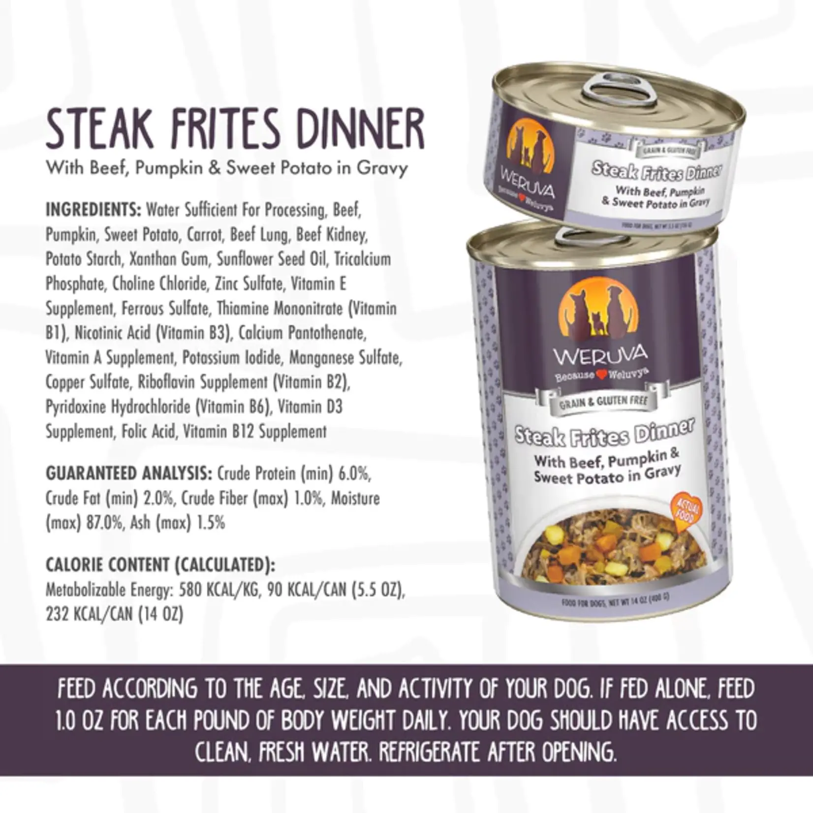 Weruva Weruva Steak Frites Dog 14oz (case 12)