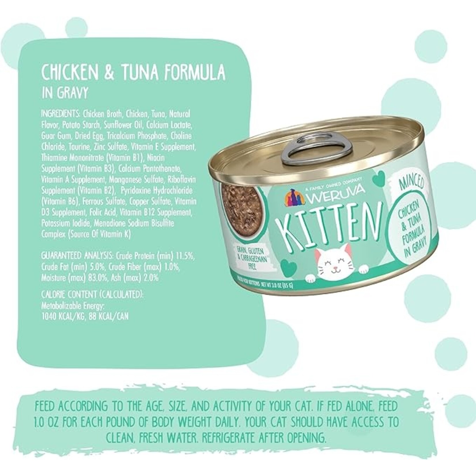 Weruva Weruva Kitten Minced Chicken & Tuna in Gravy 3oz (case 12)