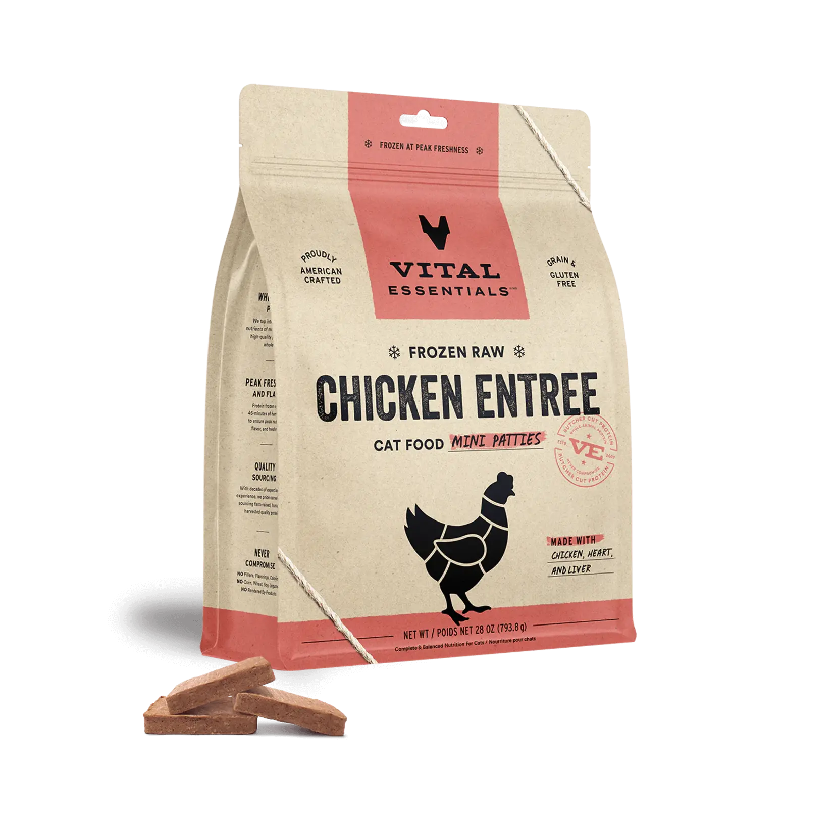 VITAL ESSENTIALS Vital Essentials Chicken Mini Frozen Patties Cat 28oz