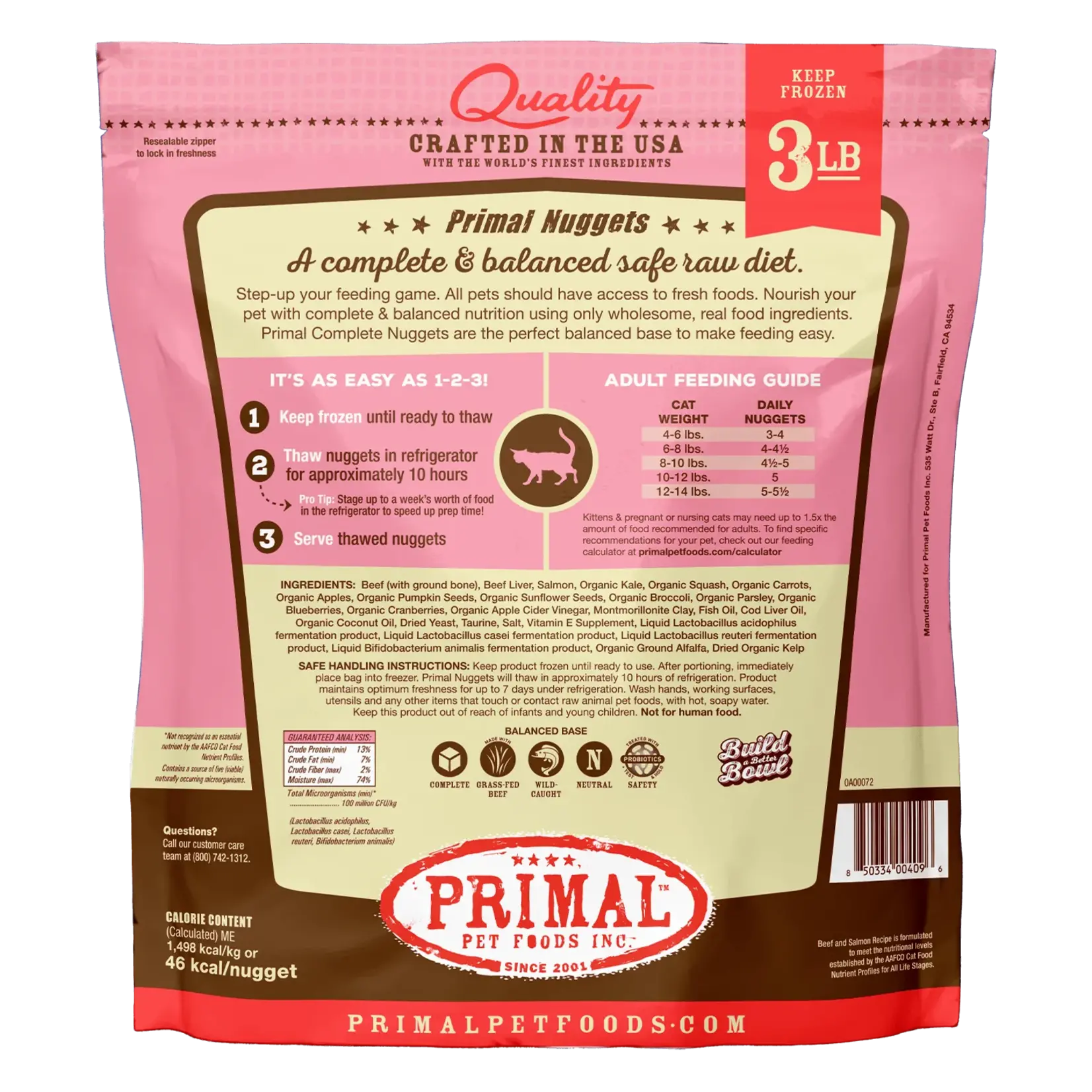 Primal Primal Cat Frozen Beef & Salmon Nuggets 3lbs