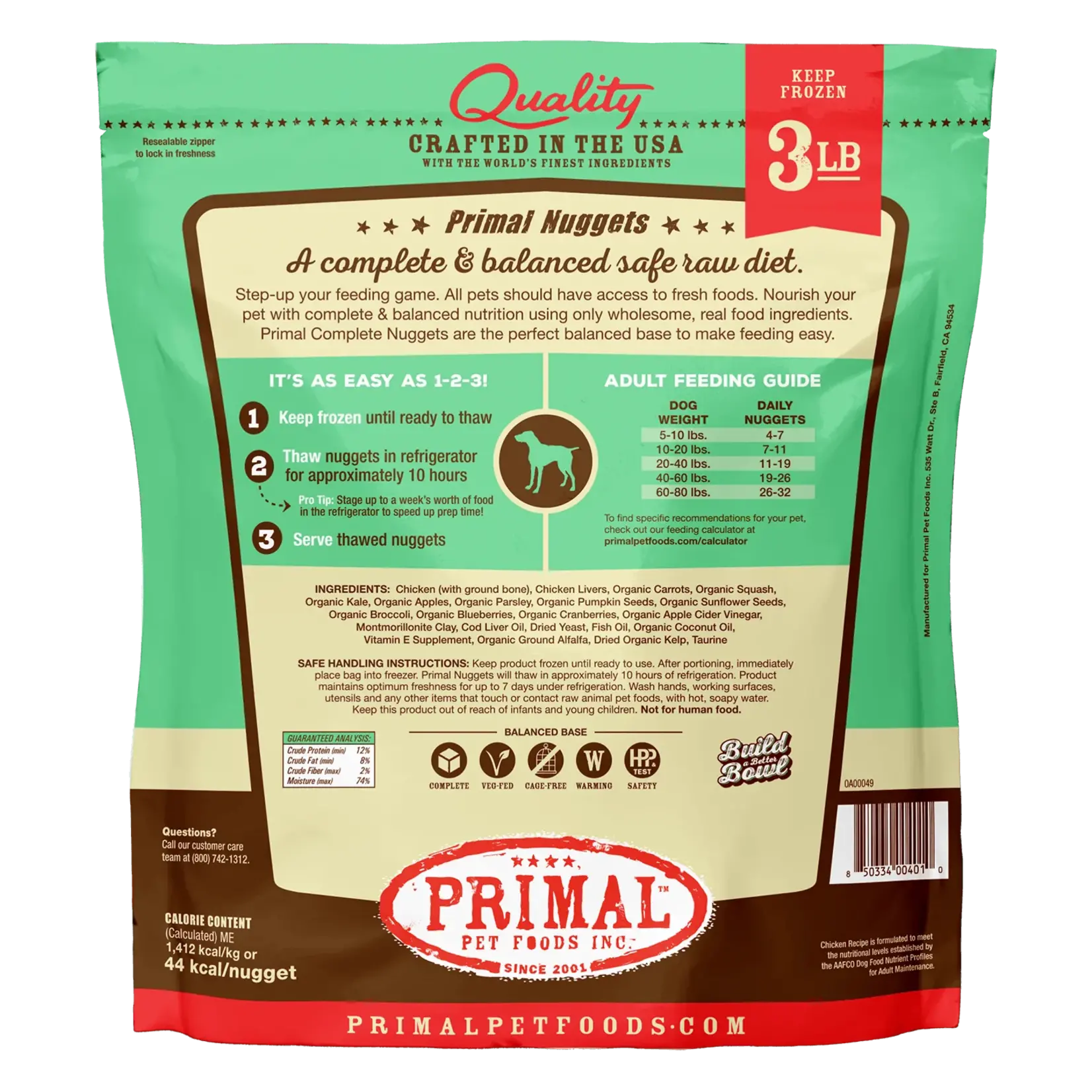 Primal Primal Dog Frozen Chicken Nuggets 3lbs