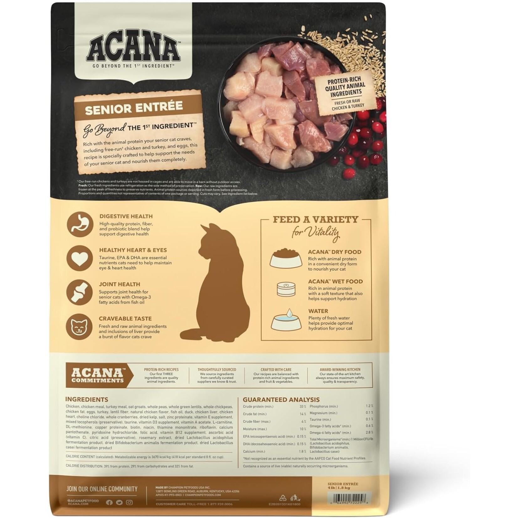 Acana Acana Senior Entree Chicken Turkey Cat Food 4lbs