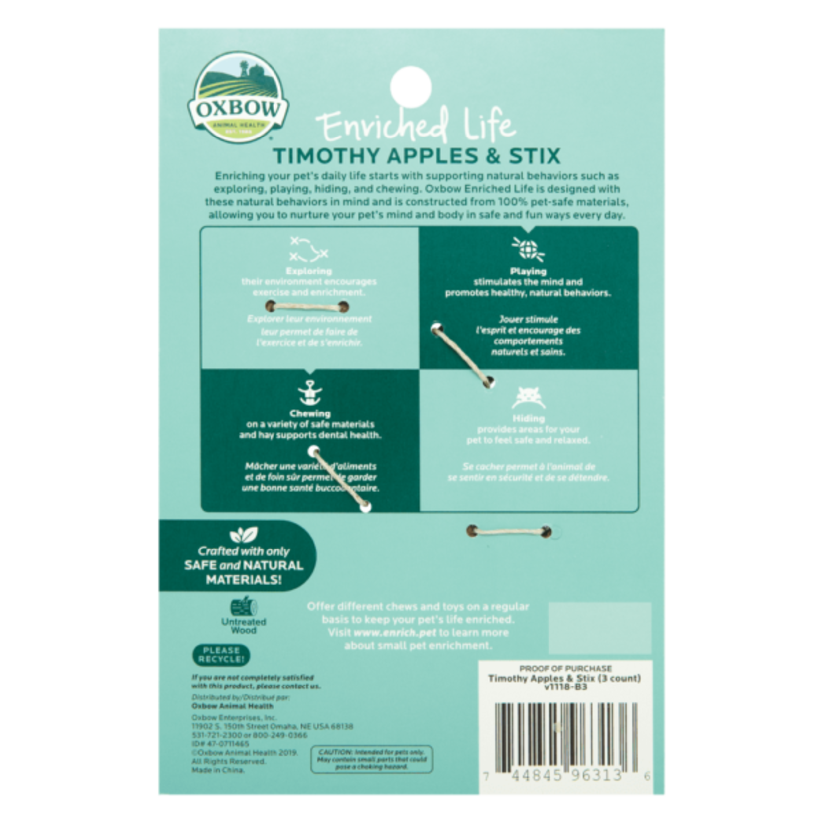 OXBOW OX Timothy Apples & Stix 3pk