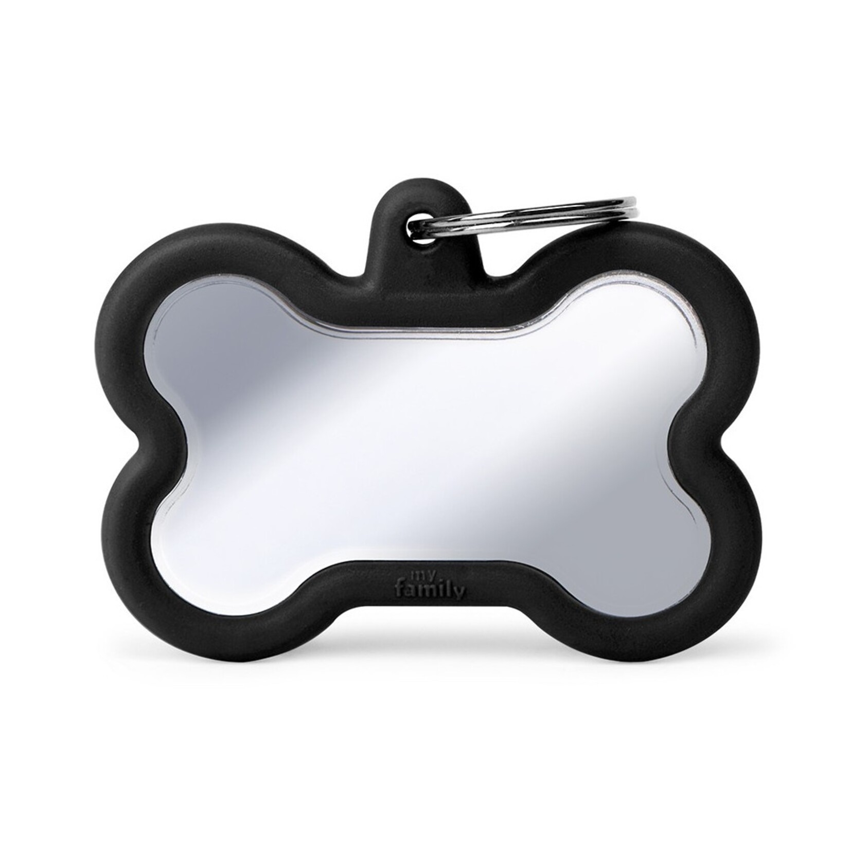 MyFamily MyFamily Hushtag Bone XL Chrome Plated Brass Black Rubber