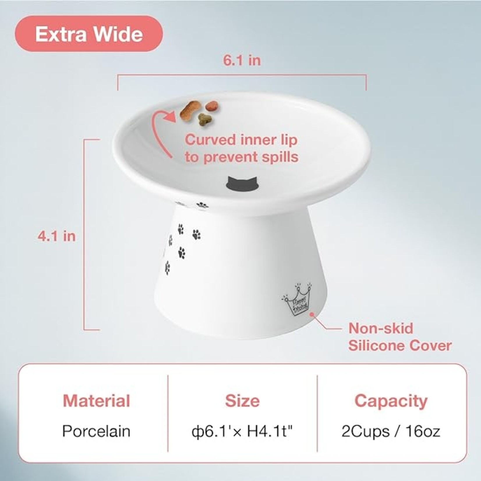 Necoichi Necoichi ExWide Raised Cat Food Bowl