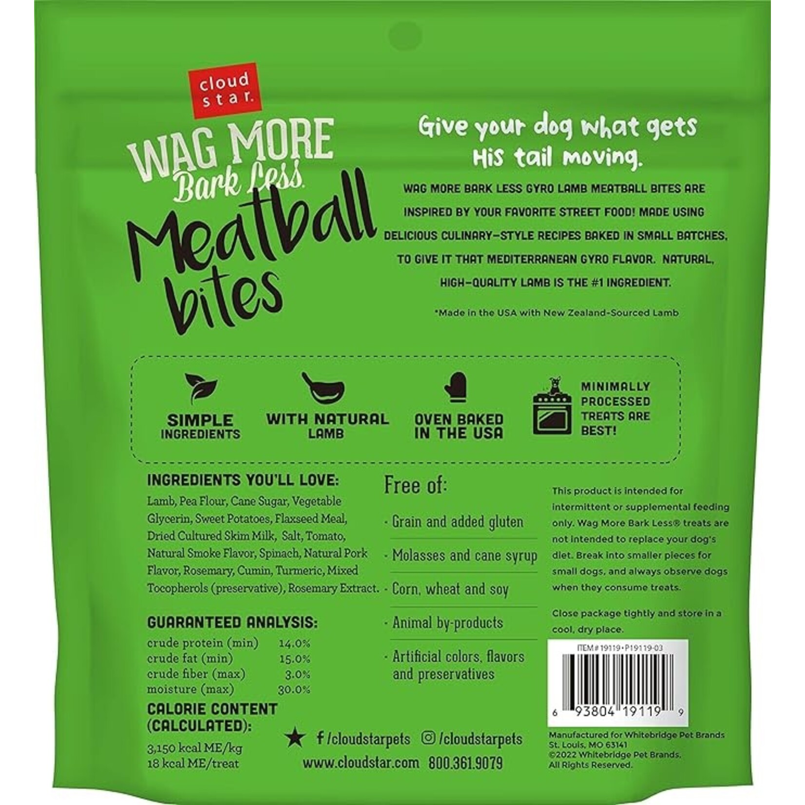 Cloud Star Cloud Star Wag More Bark less Gyro Lamb Meatball Bites 14oz
