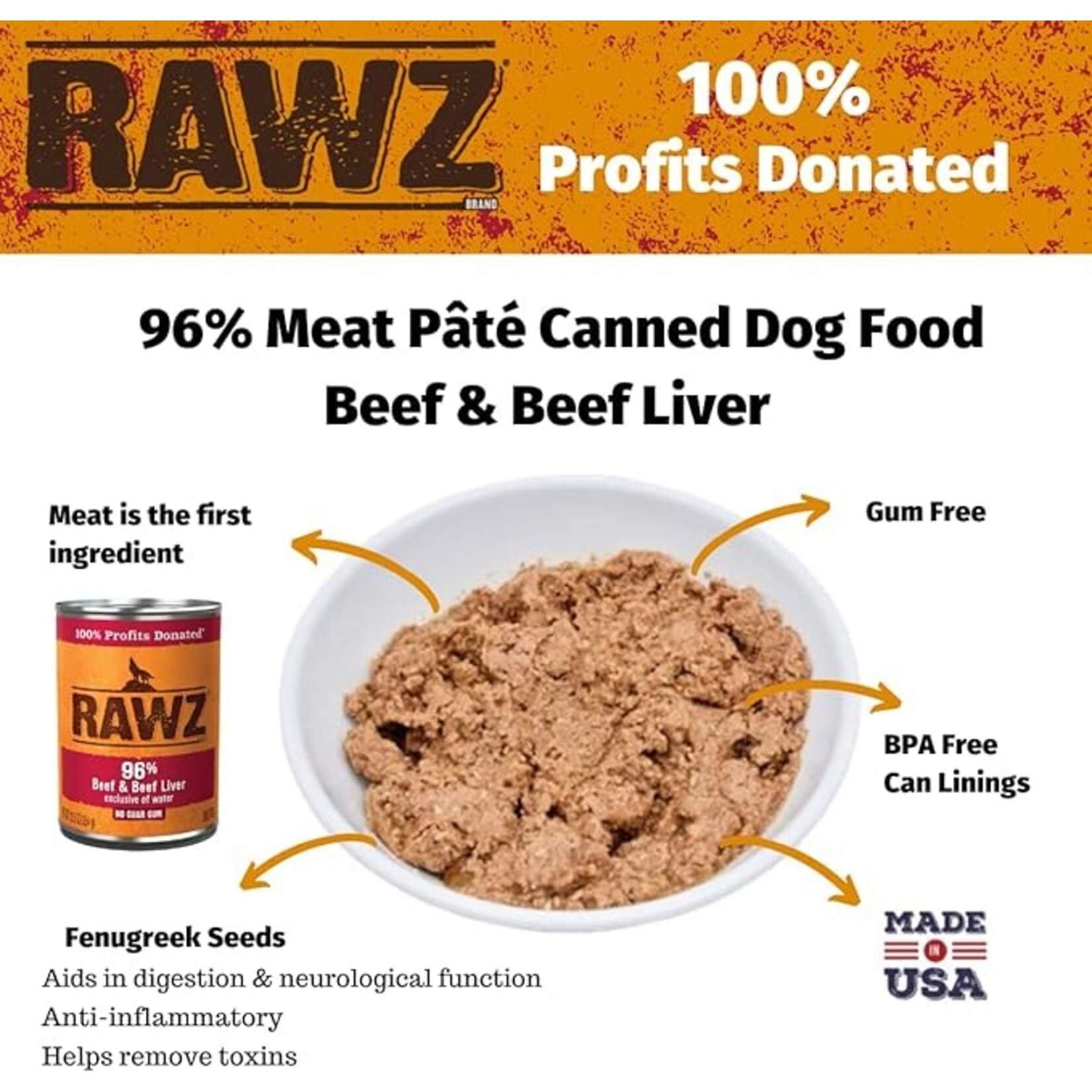 Rawz Rawz 96% Beef Dog 12.5oz