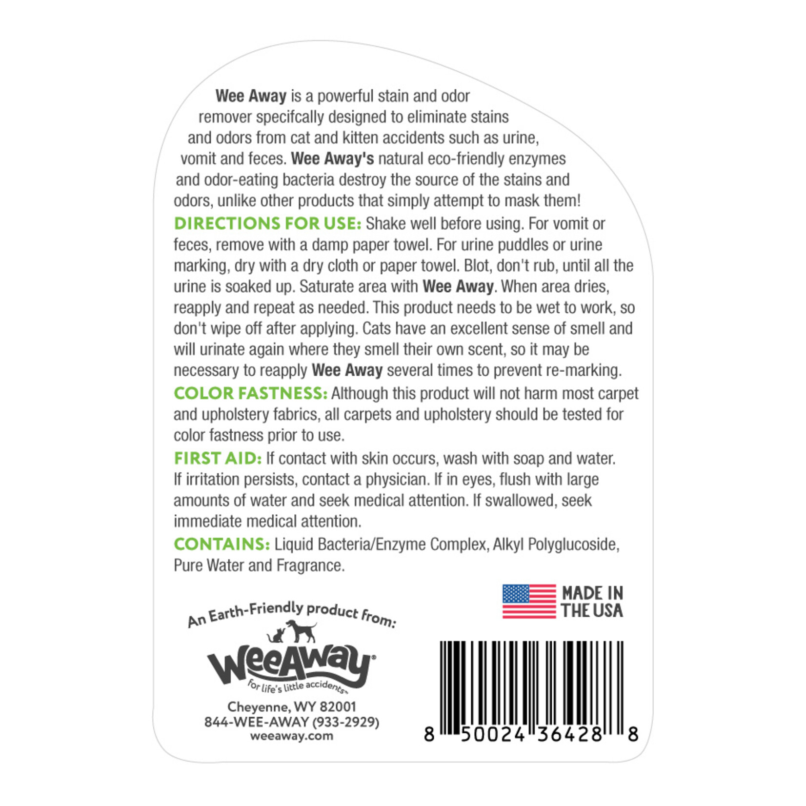Wee Away Wee Away Cat Odor & Stain Remover Green Tea 16oz