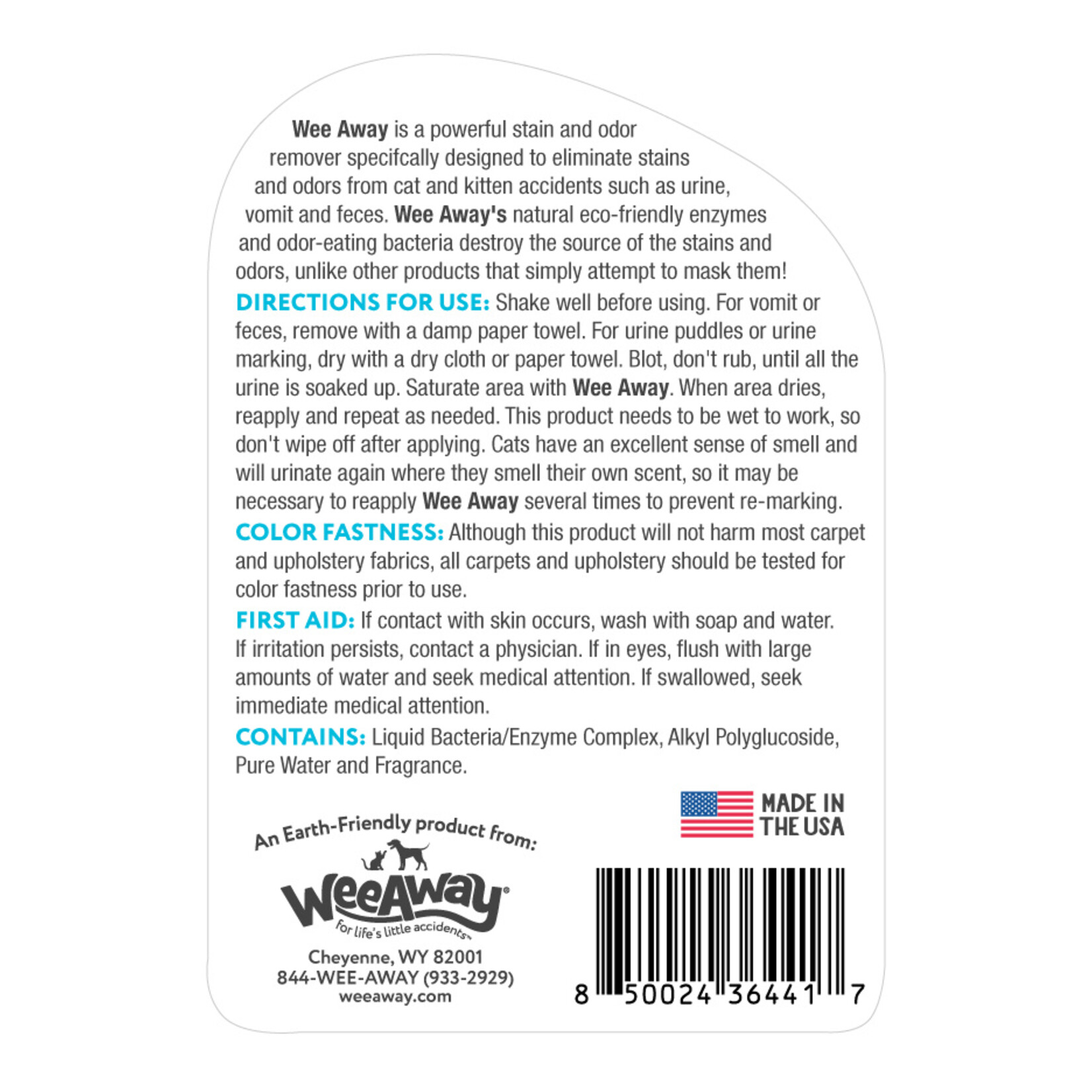 Wee Away Wee Away Cat Odor & Stain Remover Ocean Breeze 16oz