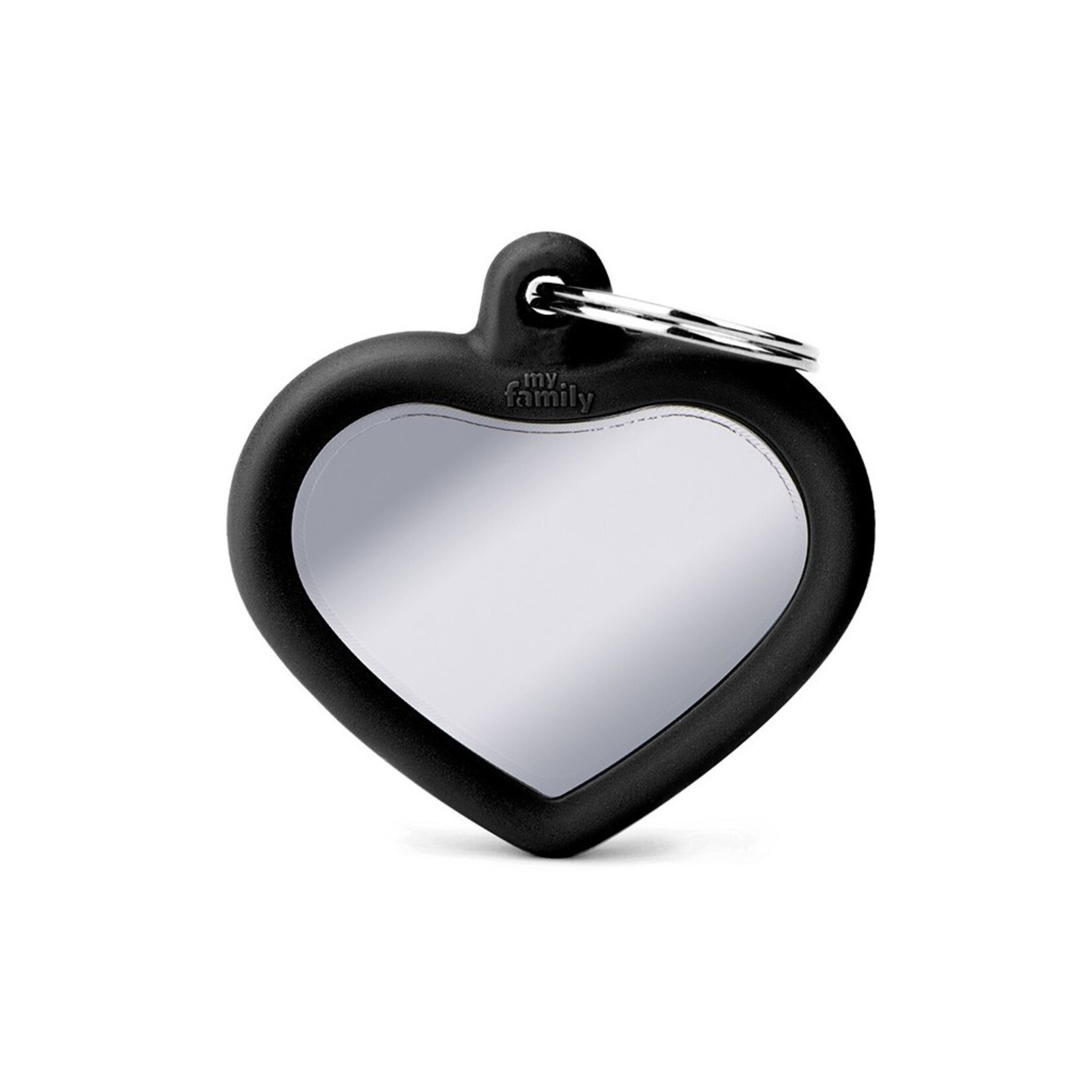 MyFamily MyFamily Hushtag Heart Chrome Plated Brass Black Rubber