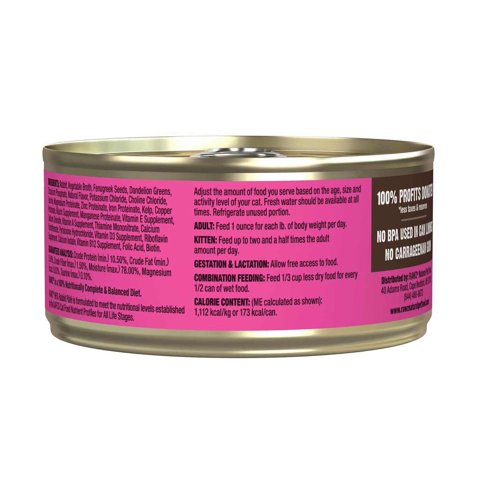Rawz Rawz Cat Rabbit Pate 3oz (case 18)