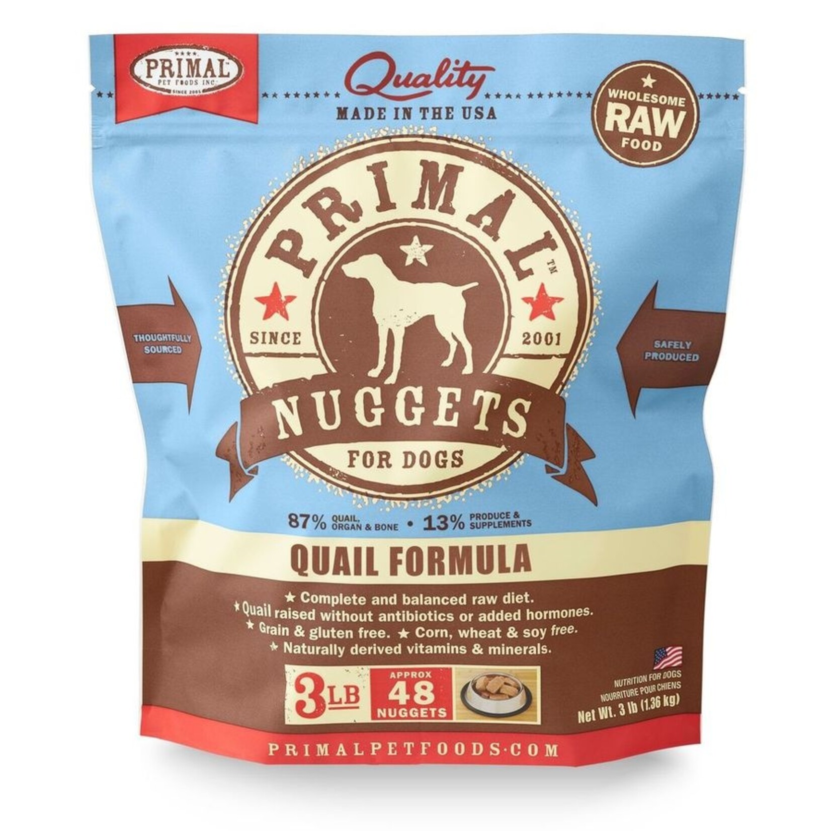 Primal Primal Dog Raw Frozen Quail Nuggets 3lbs