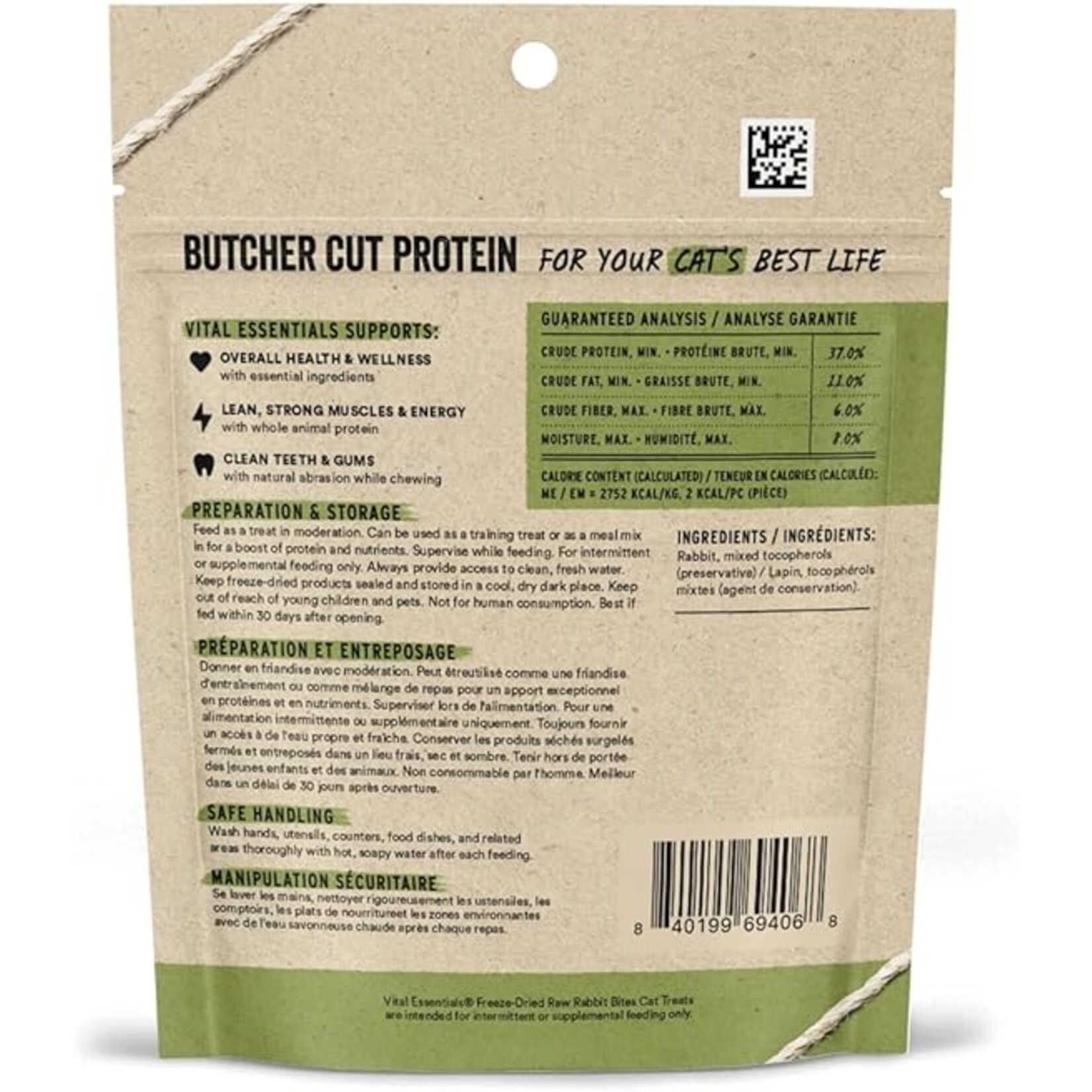 VITAL ESSENTIALS Vital Essentials Cat Freeze Dried Treat Bites Rabbit .9oz
