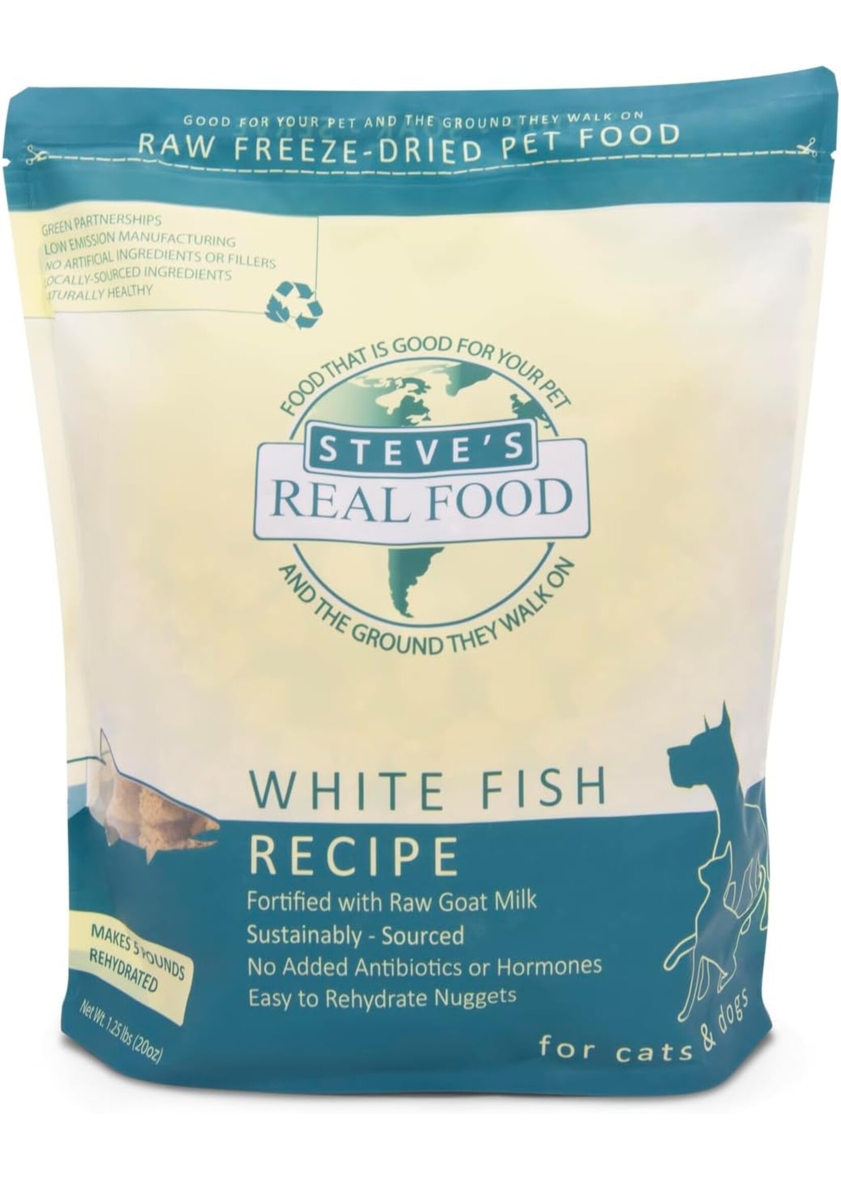 STEVE'S Steve's Real Dog Food Freeze-Dried Whitefish 1.25 lbs