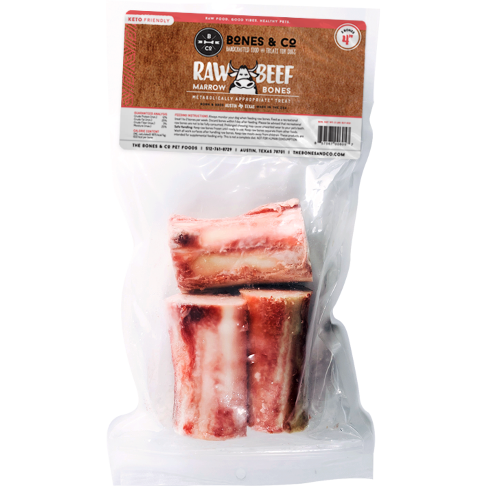 Bones and Co. Bones & Co 4" Raw Beef Marrow Bones