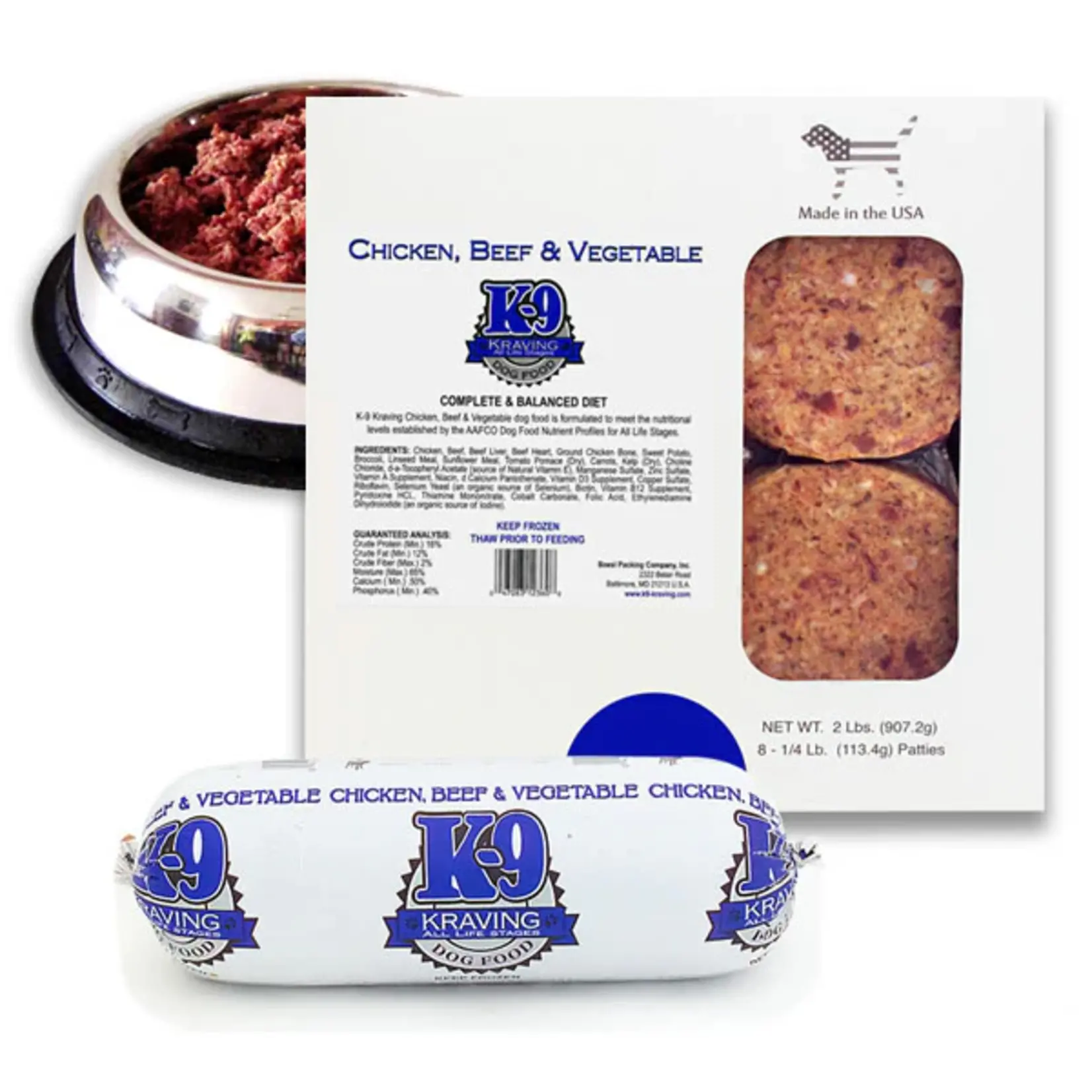 k9 Kravings K9 Kravings Chicken, Beef & Veggies Frozen Chubs 5lbs