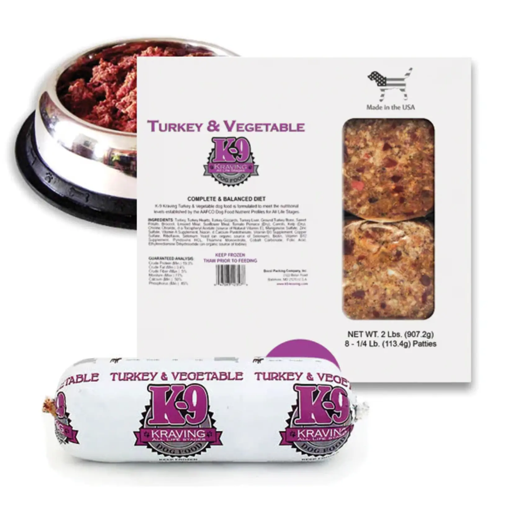 k9 Kravings K9 Kraving Turkey & Veg Chub 1lbs