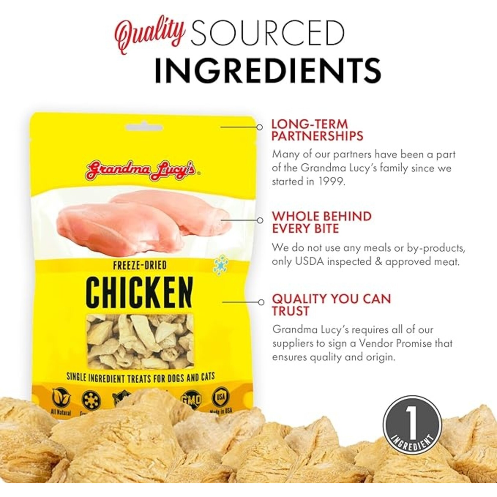 Grandma Lucys Grandma Lucy's Chicken Single Ingredient Freeze Dried Raw Treats 3.5oz