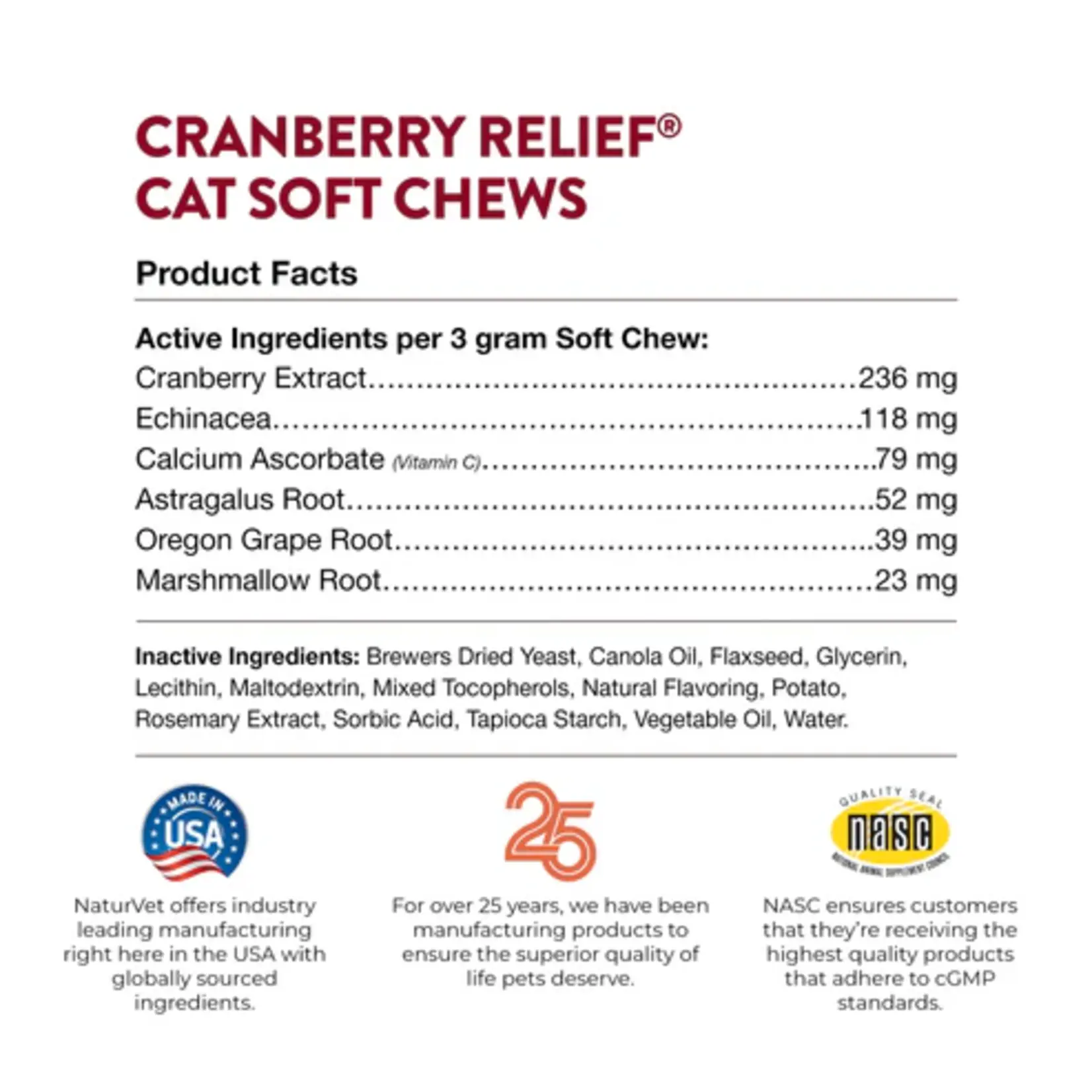 NaturVet NaturVet Cat Soft Chew Cranberry Relief 60ct