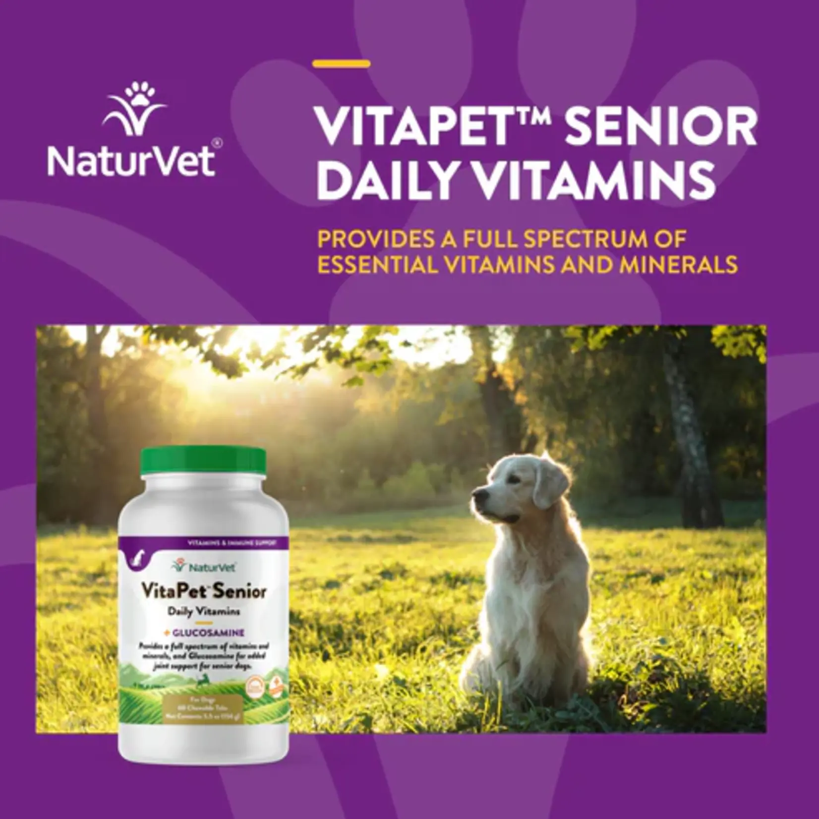 NaturVet NaturVet VitaPet Senior Glucosamine Daily Vitamin Tablets 60ct
