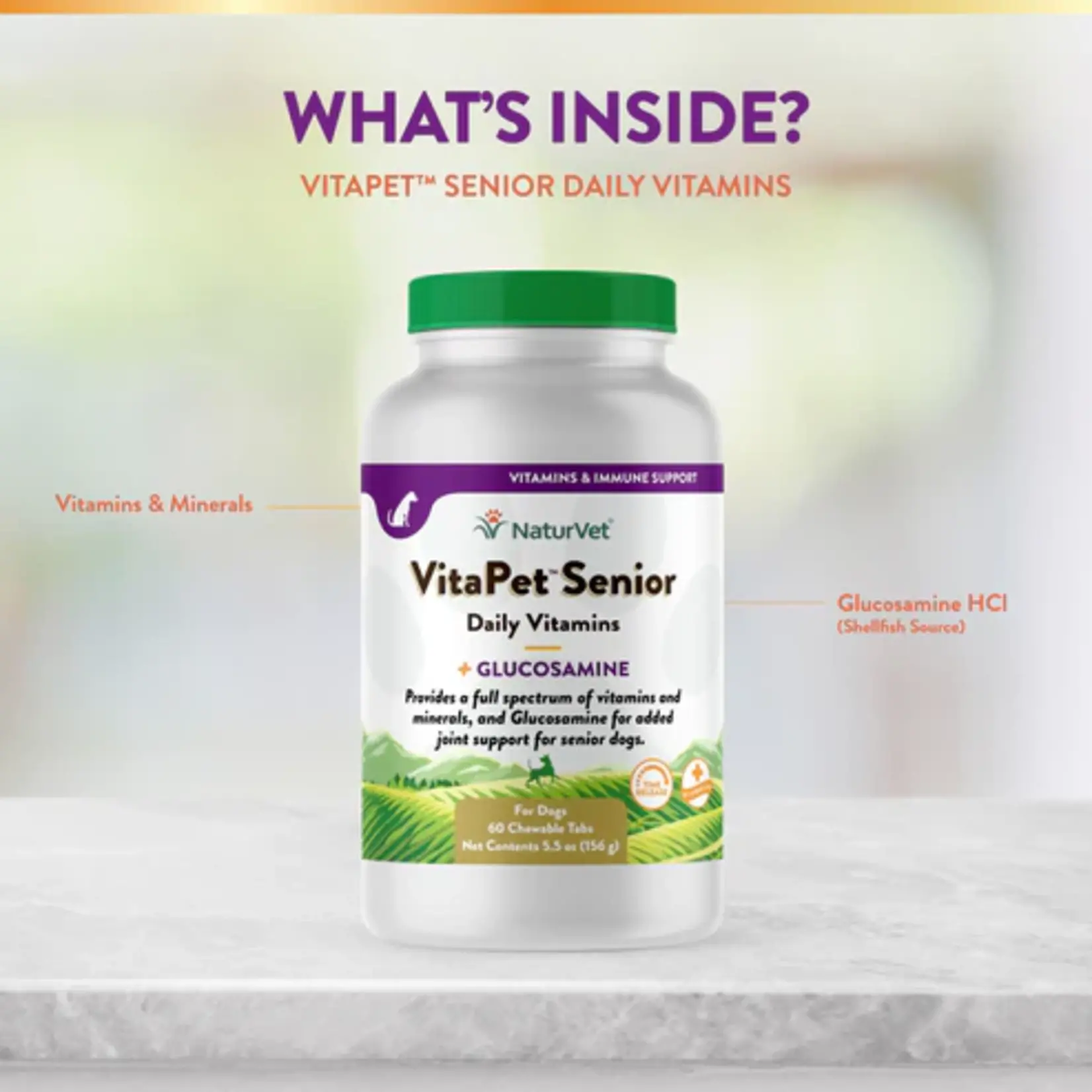 NaturVet NaturVet VitaPet Senior Glucosamine Daily Vitamin Tablets 60ct