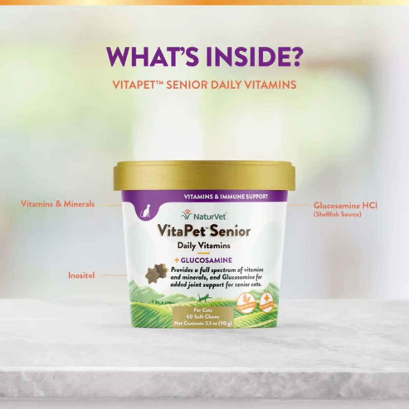 NaturVet Naturvet Cat Vita Senior Chew Cup 60 Ct