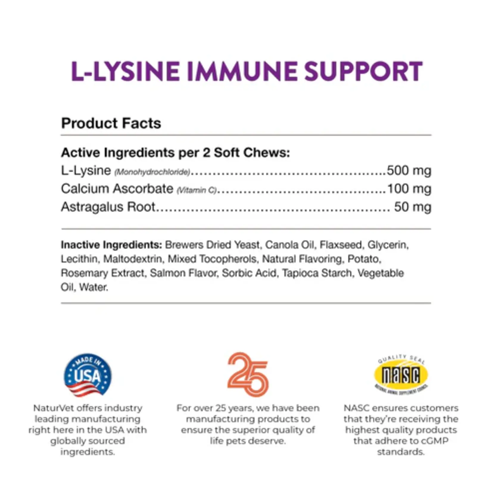 NaturVet NaturVet Soft Chews Cat L-Lysine Immune Support 60ct Plus Antioxidants
