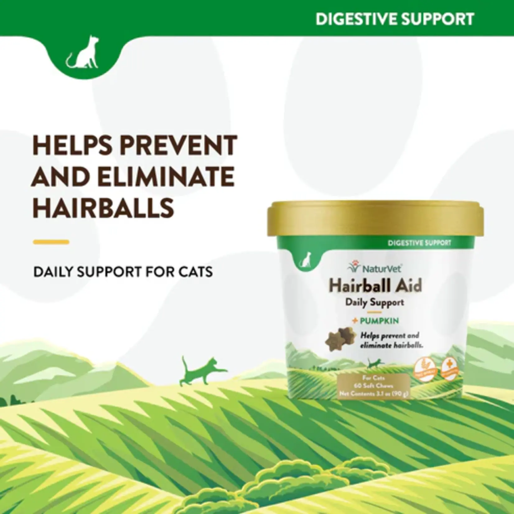 NaturVet NaturVet Cat Soft Chews Hairball + Pumpkin 60ct