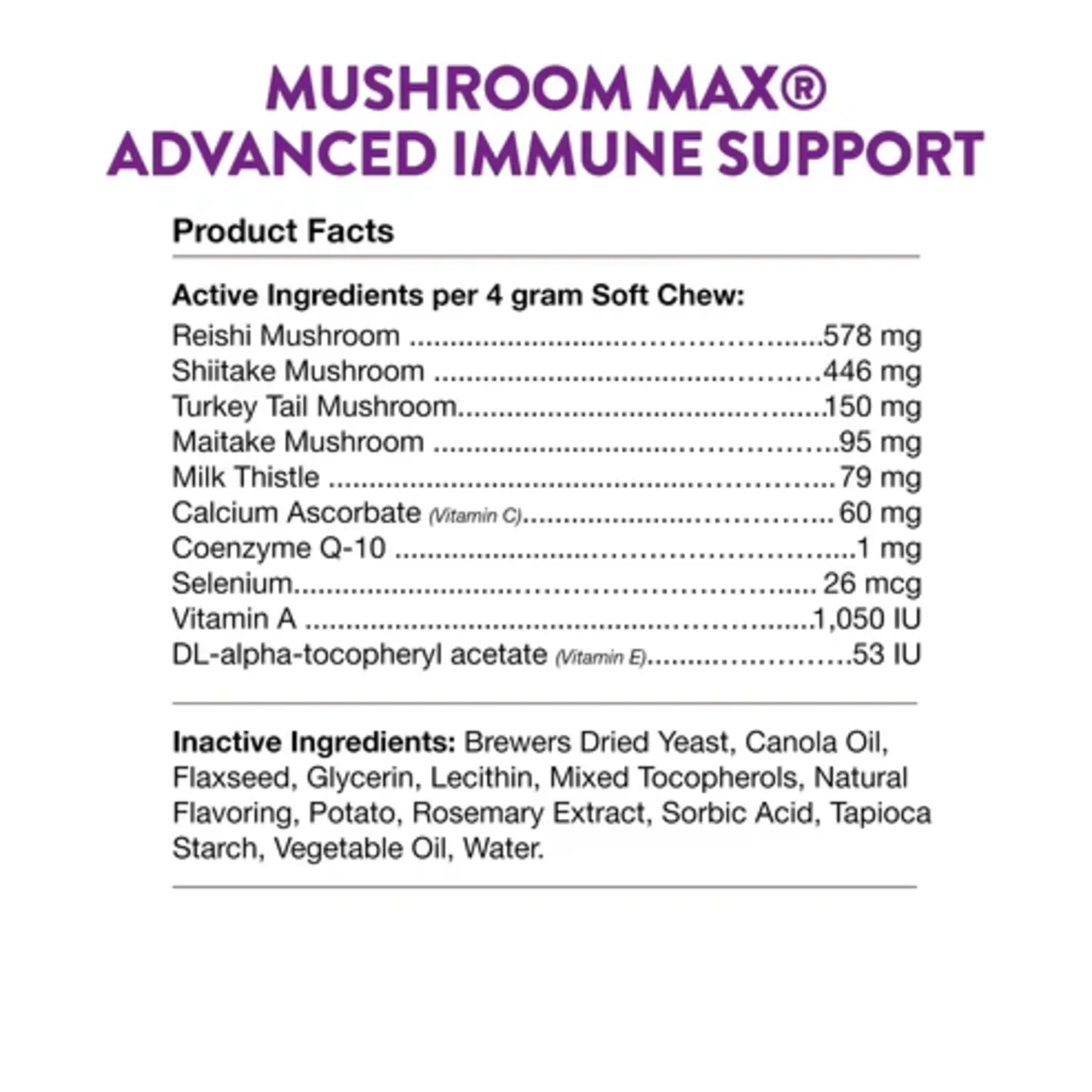 NaturVet NaturVet Mushroom Max Advanced Immune Support with Turkey Tail 60 chews