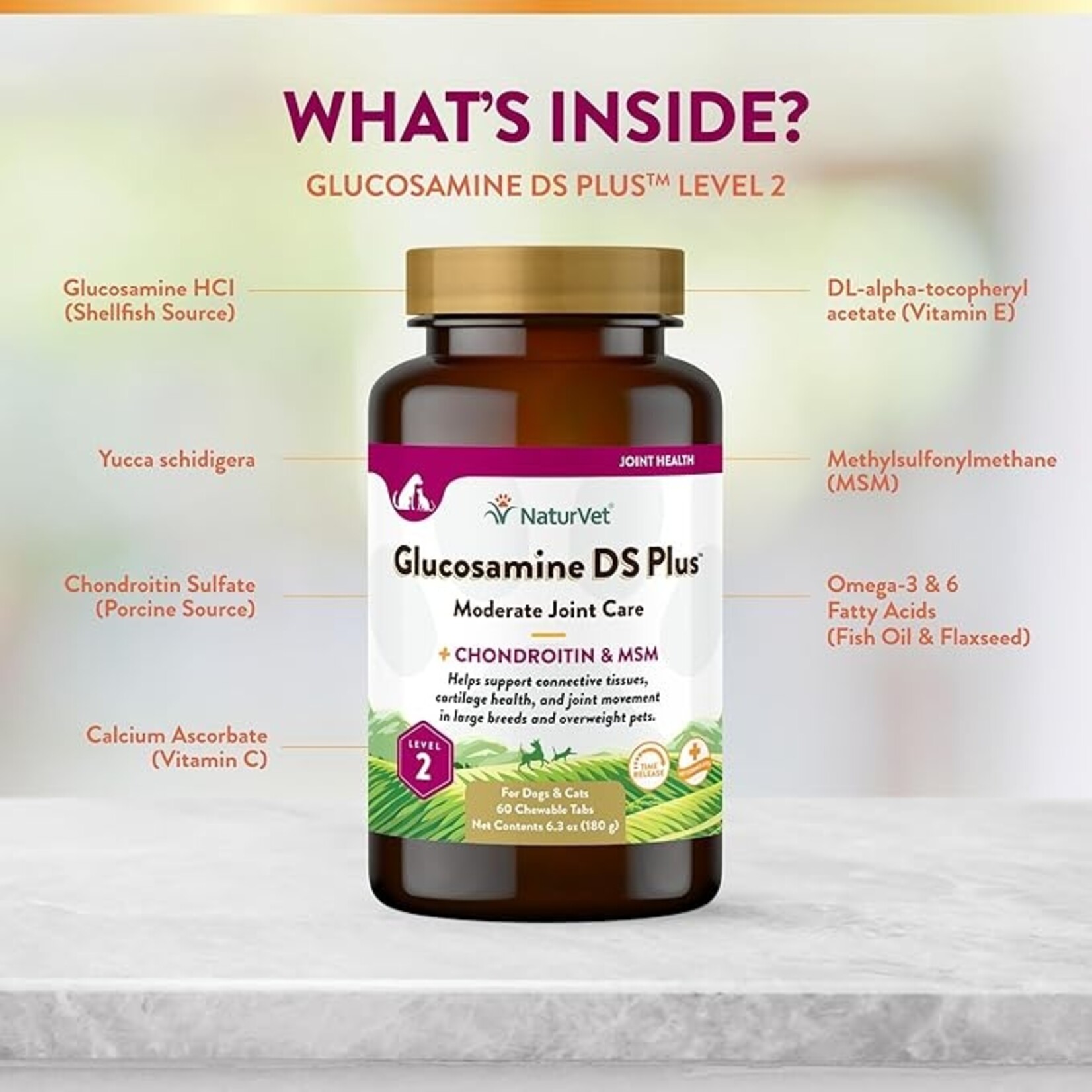 NaturVet NaturVet Glucosamine DS+ Level 2 Tablets 60ct