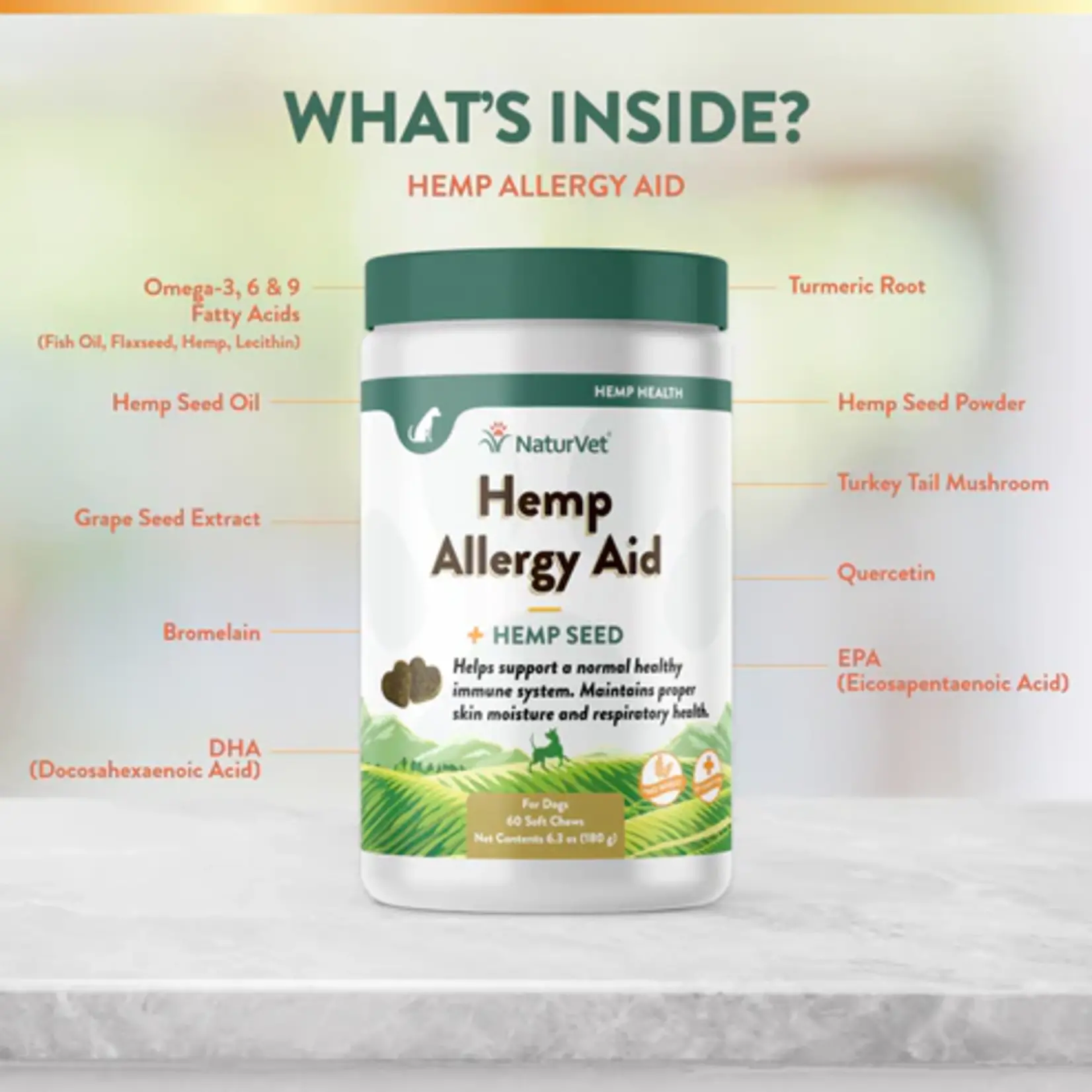 NaturVet NaturVet Hemp Allergy Aid + Hemp Seed Soft Chews 60ct