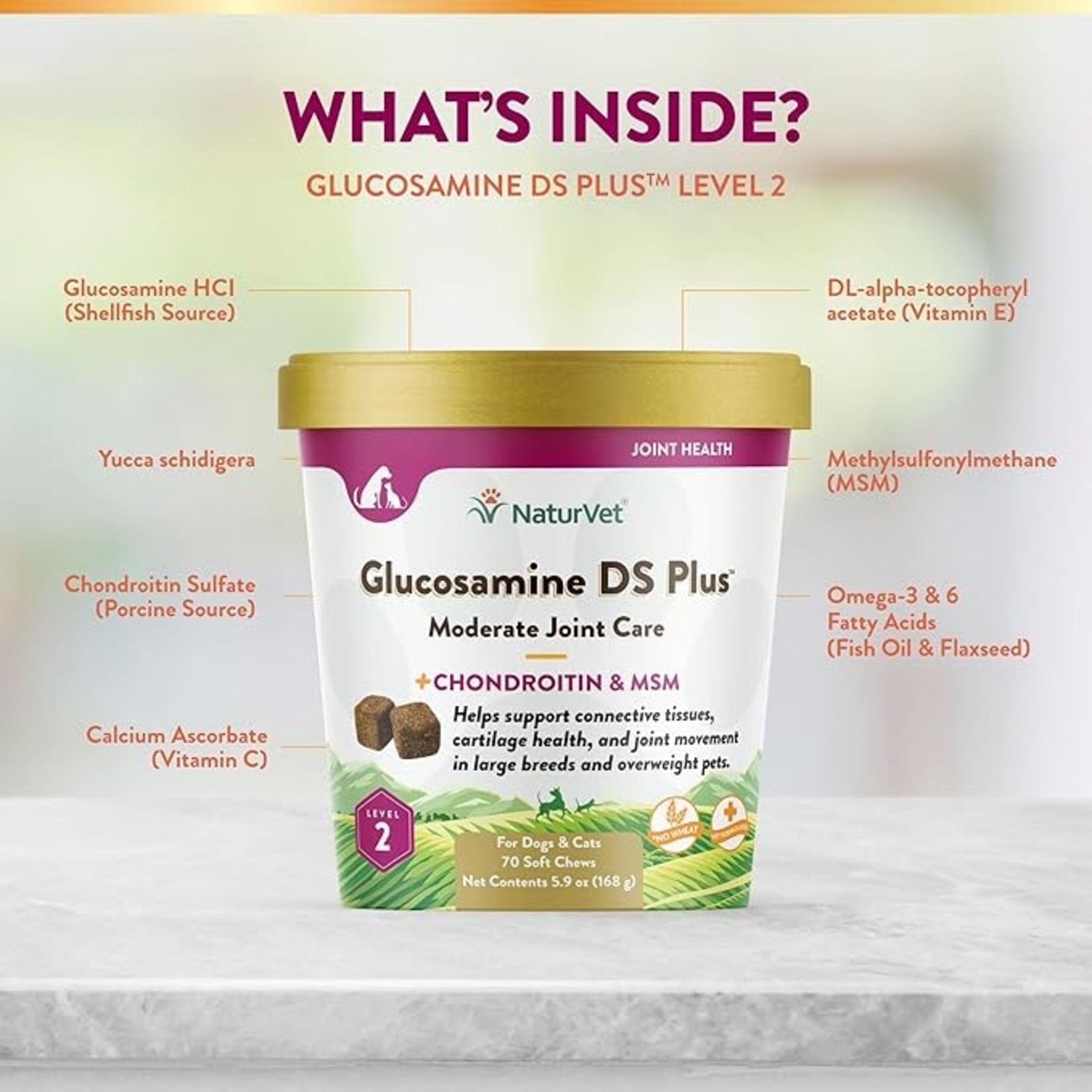 NaturVet NaturVet Glucosamine DS+ Level 2 Soft Chews 70ct