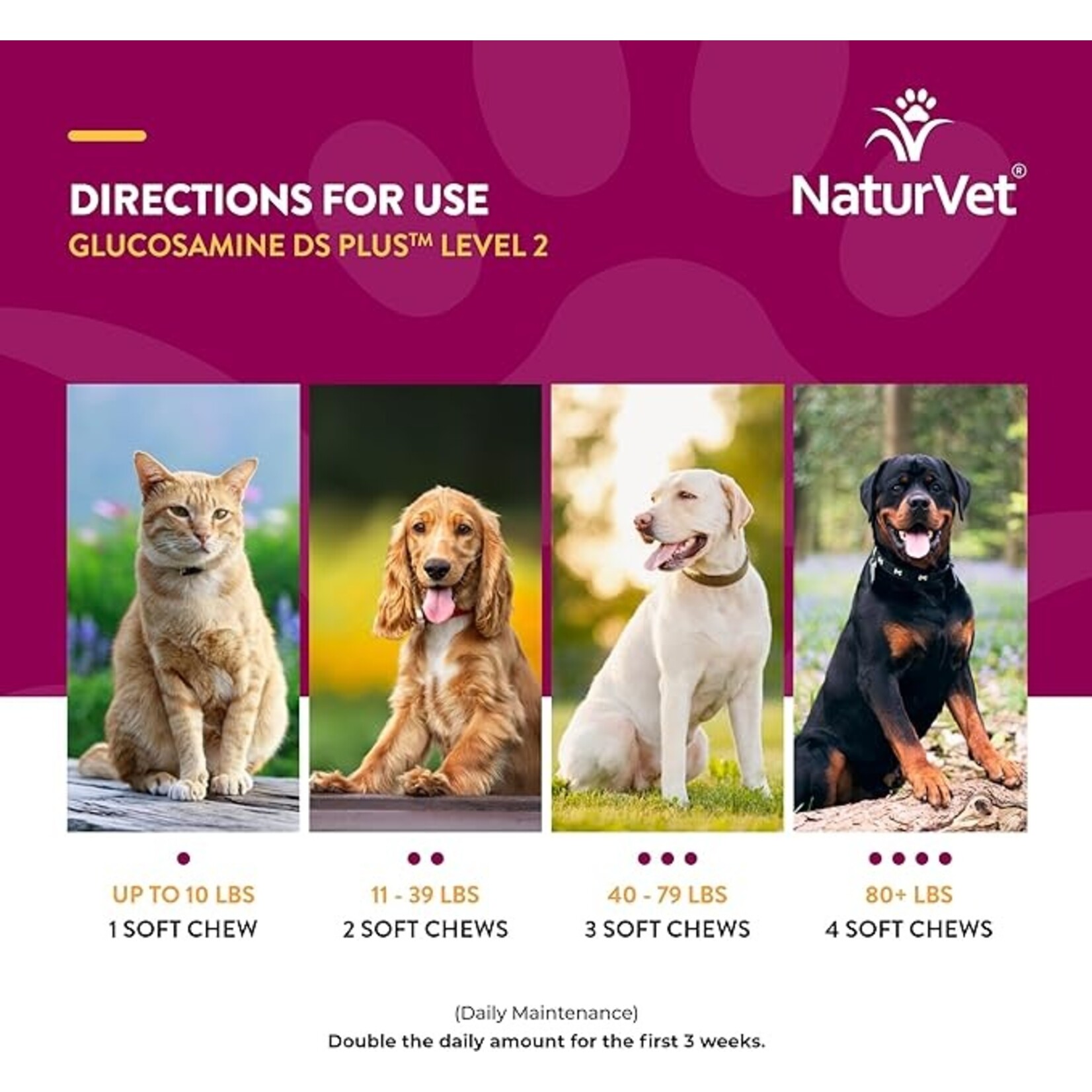 NaturVet NaturVet Glucosamine DS+ Level 2 Soft Chews 70ct