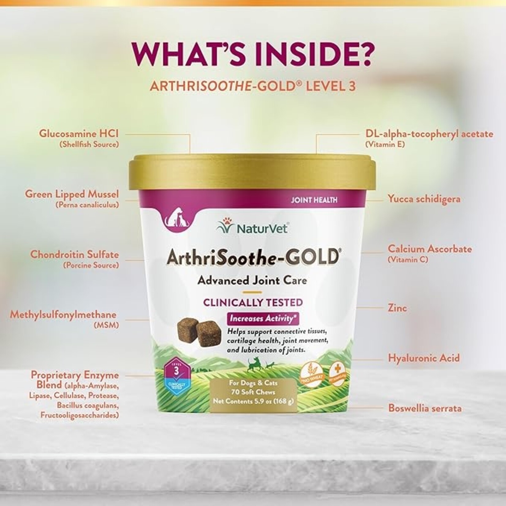 NaturVet NaturVet ArthriSoothe-Gold Advanced Care Soft Chews 70ct