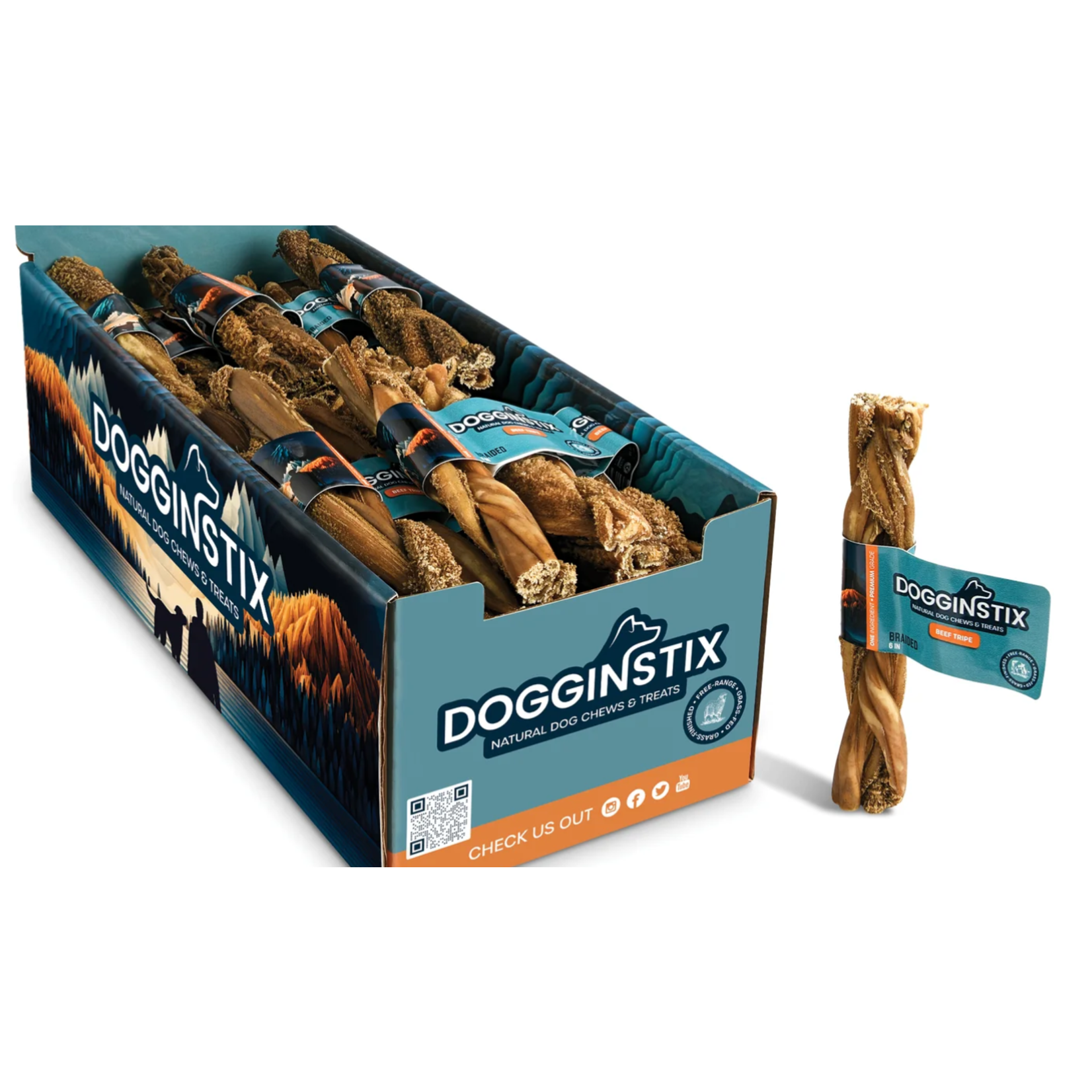 DogginStix DOGGINSTIX 6" Beef Tripe Braid (case 30)