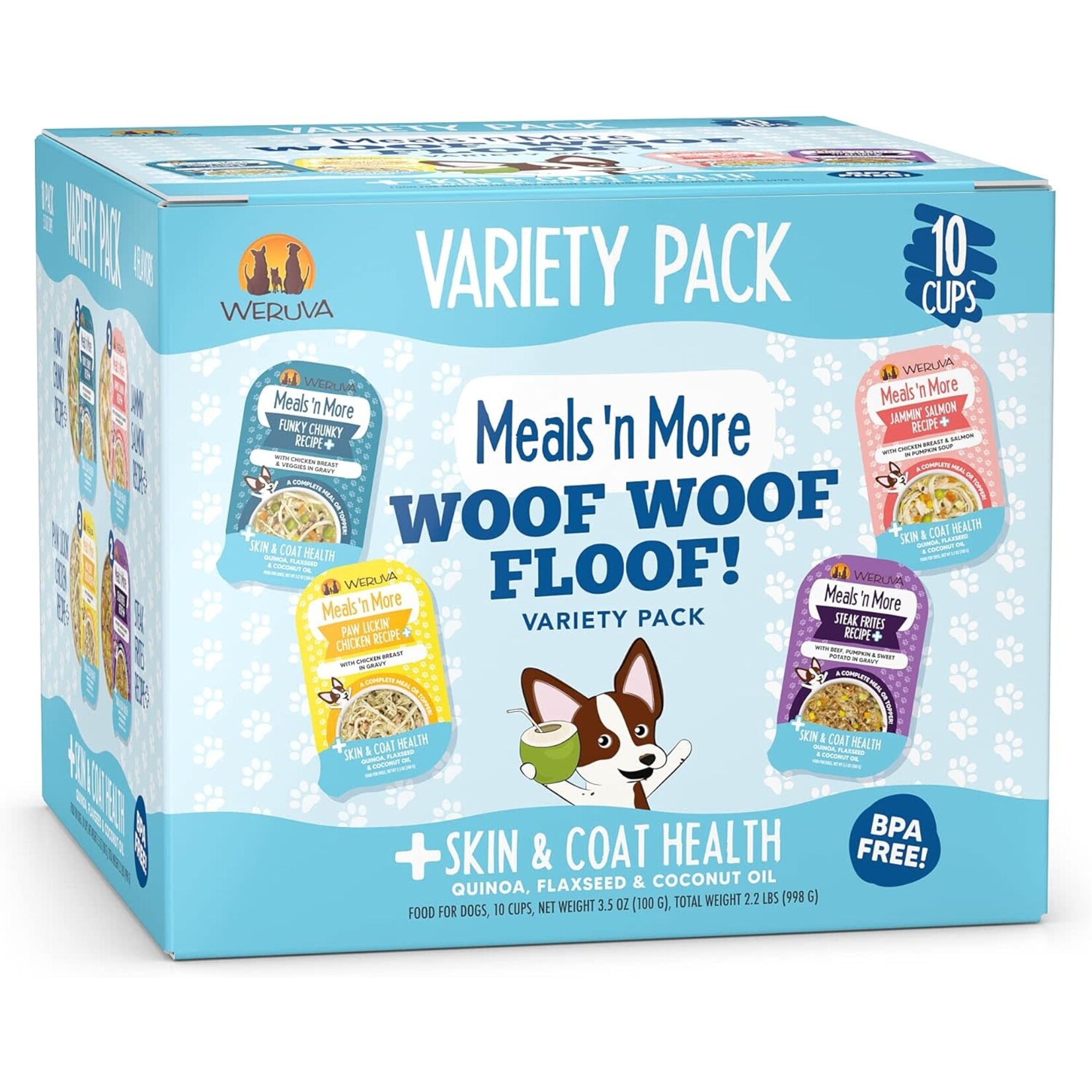 Weruva Weruva Meals 'n More Dog Skin & Coat Health Variety 10 Pack, 3.5oz Cups