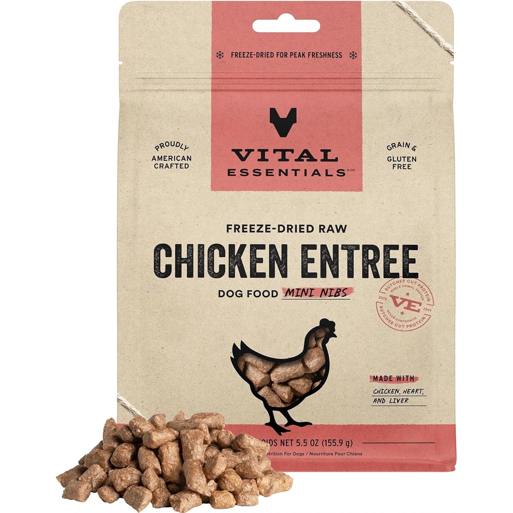 VITAL ESSENTIALS VITAL ESSENTIALS DOG FREEZE-DRIED MINI NIBS CHICKEN 5.5OZ