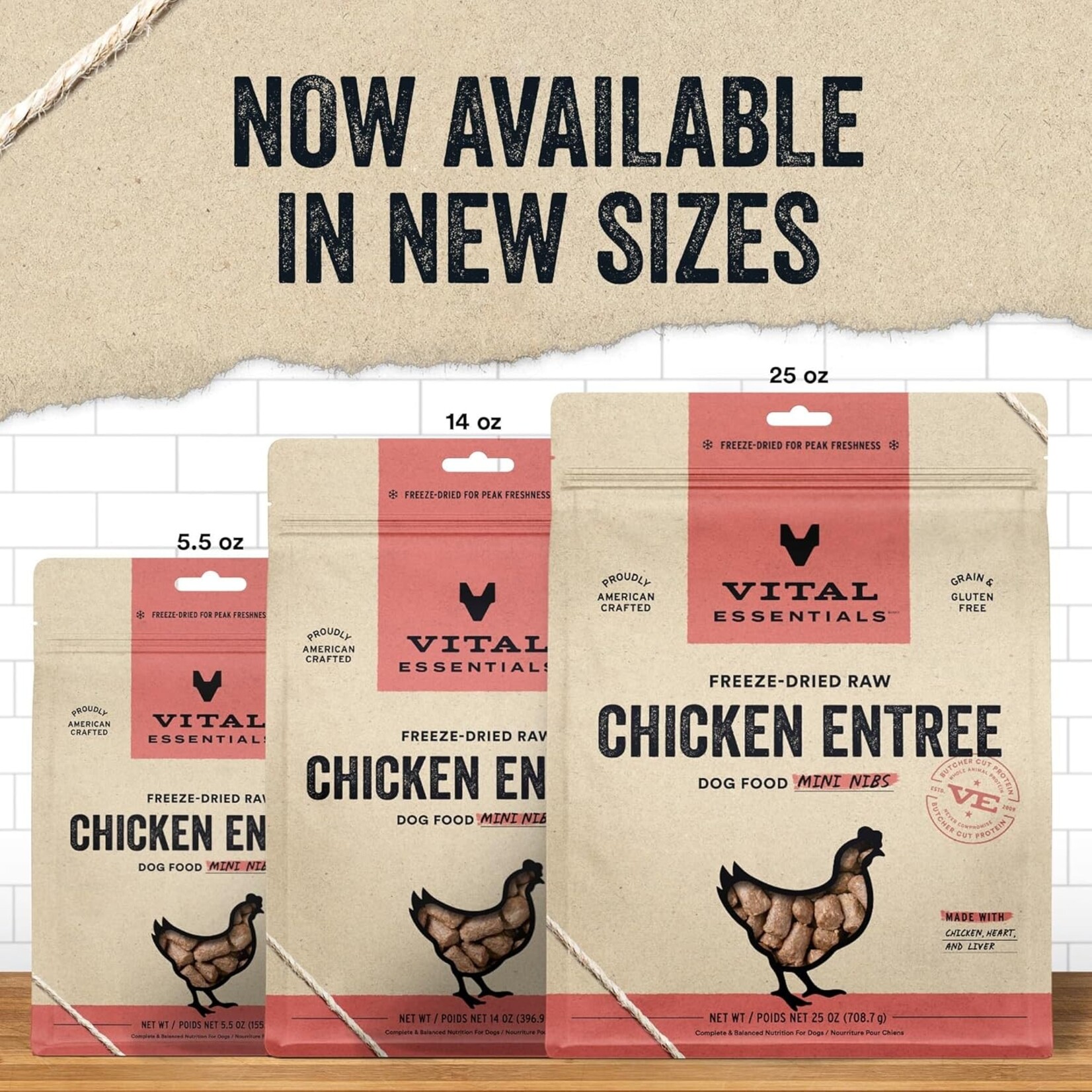 VITAL ESSENTIALS VITAL ESSENTIALS DOG FREEZE-DRIED MINI NIBS CHICKEN 5.5OZ