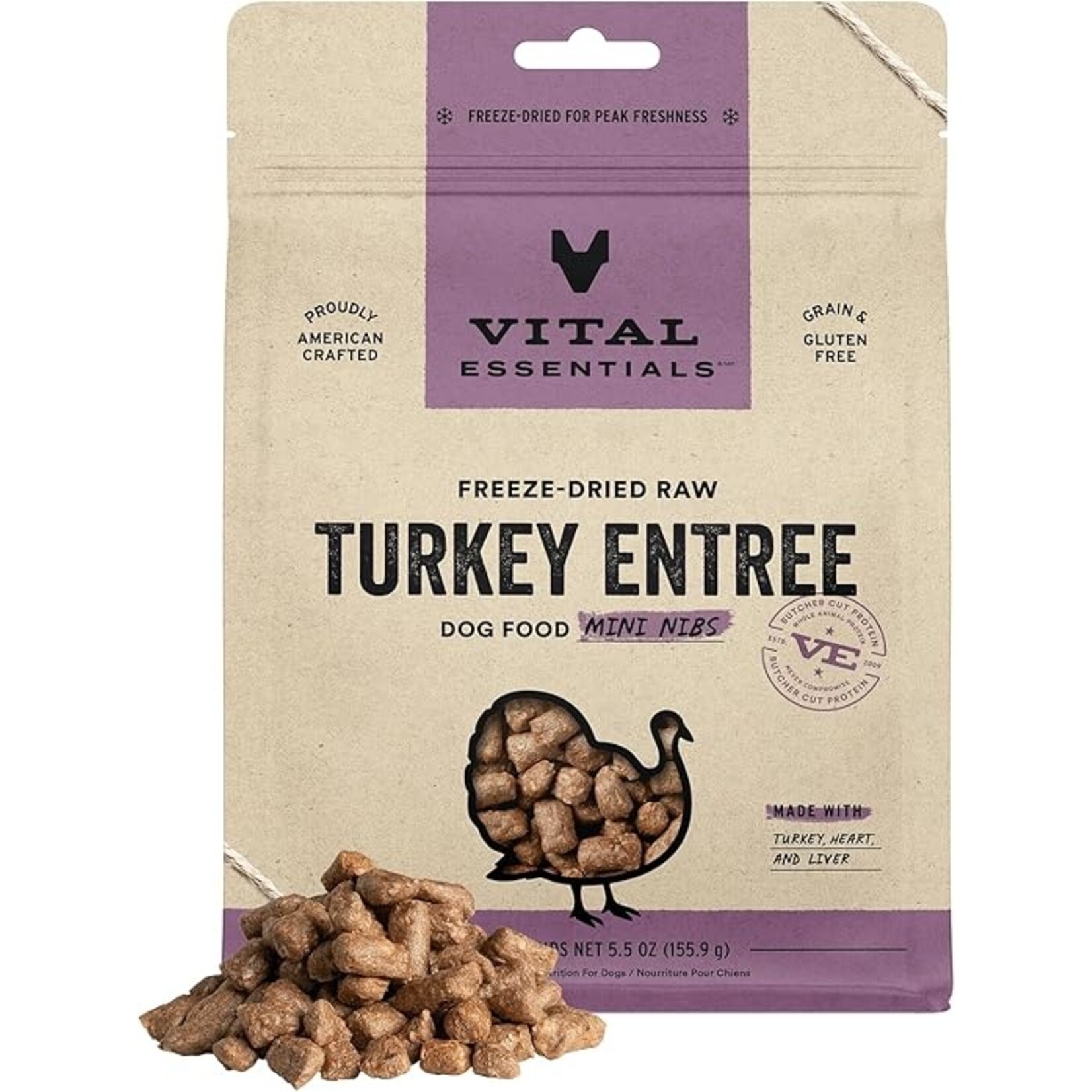 VITAL ESSENTIALS VITAL ESSENTIALS DOG FREEZE-DRIED MINI NIBS TURKEY 5.5OZ