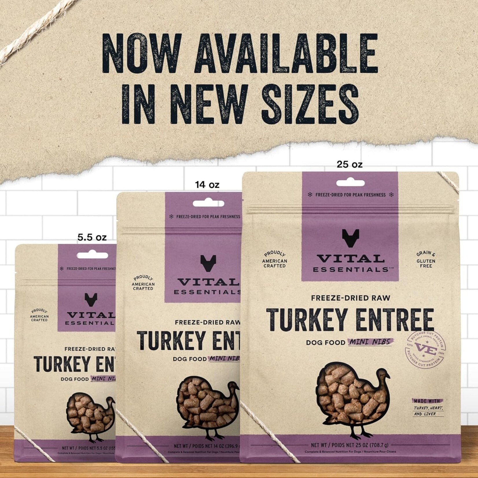 VITAL ESSENTIALS VITAL ESSENTIALS DOG FREEZE-DRIED MINI NIBS TURKEY 5.5OZ