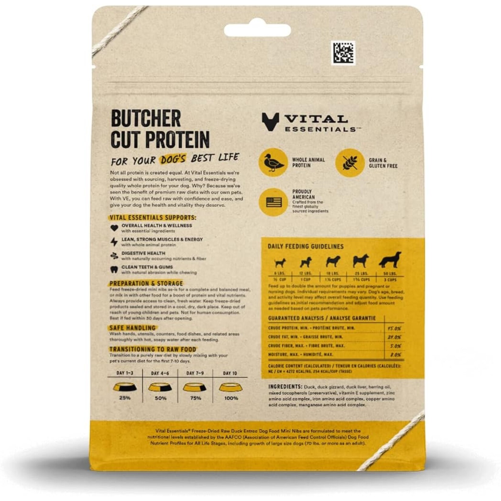 VITAL ESSENTIALS VITAL ESSENTIALS DOG FREEZE-DRIED MINI NIBS DUCK 5.5OZ