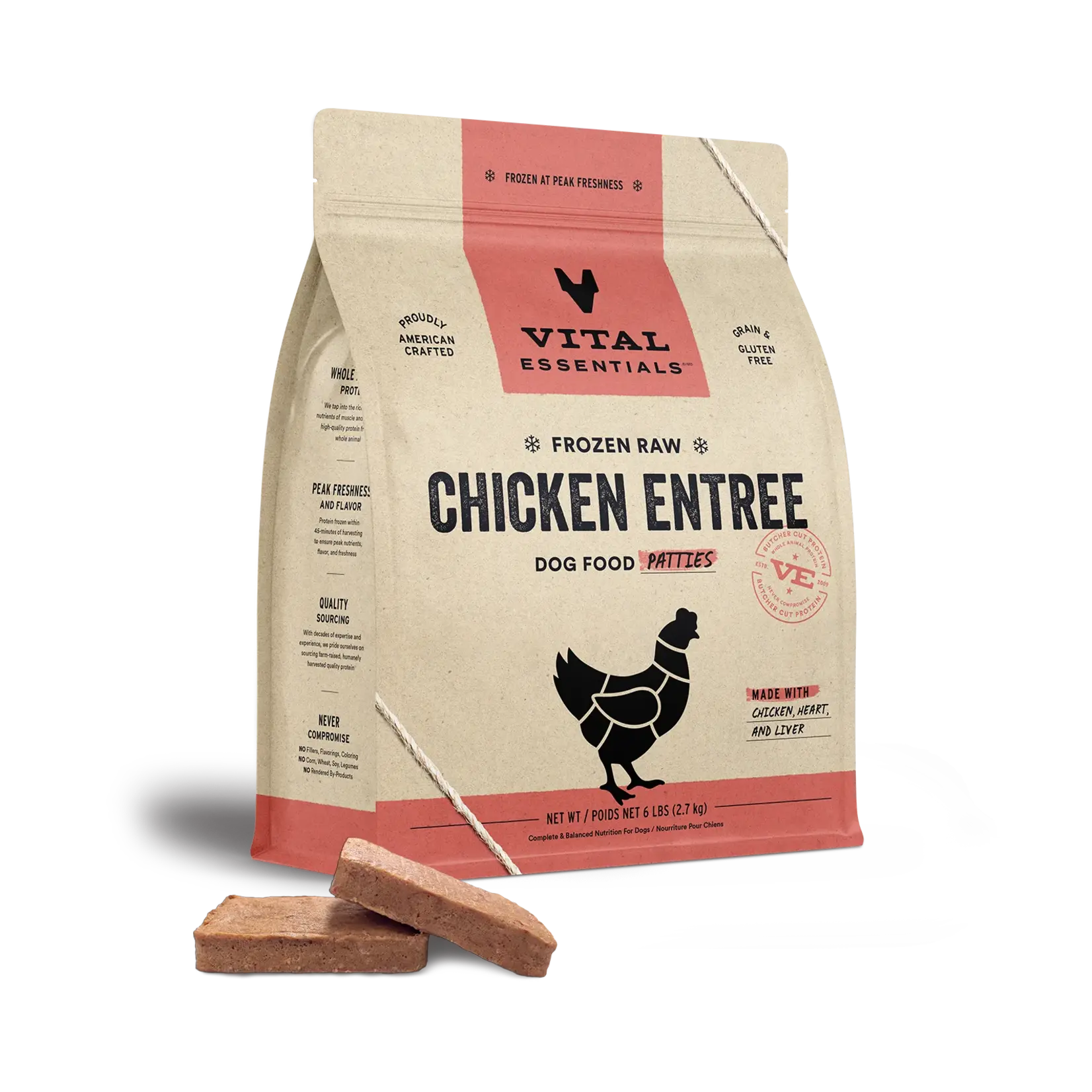 VITAL ESSENTIALS Vital Essentials Raw  Dog Frozen Chicken Pattties 6lb