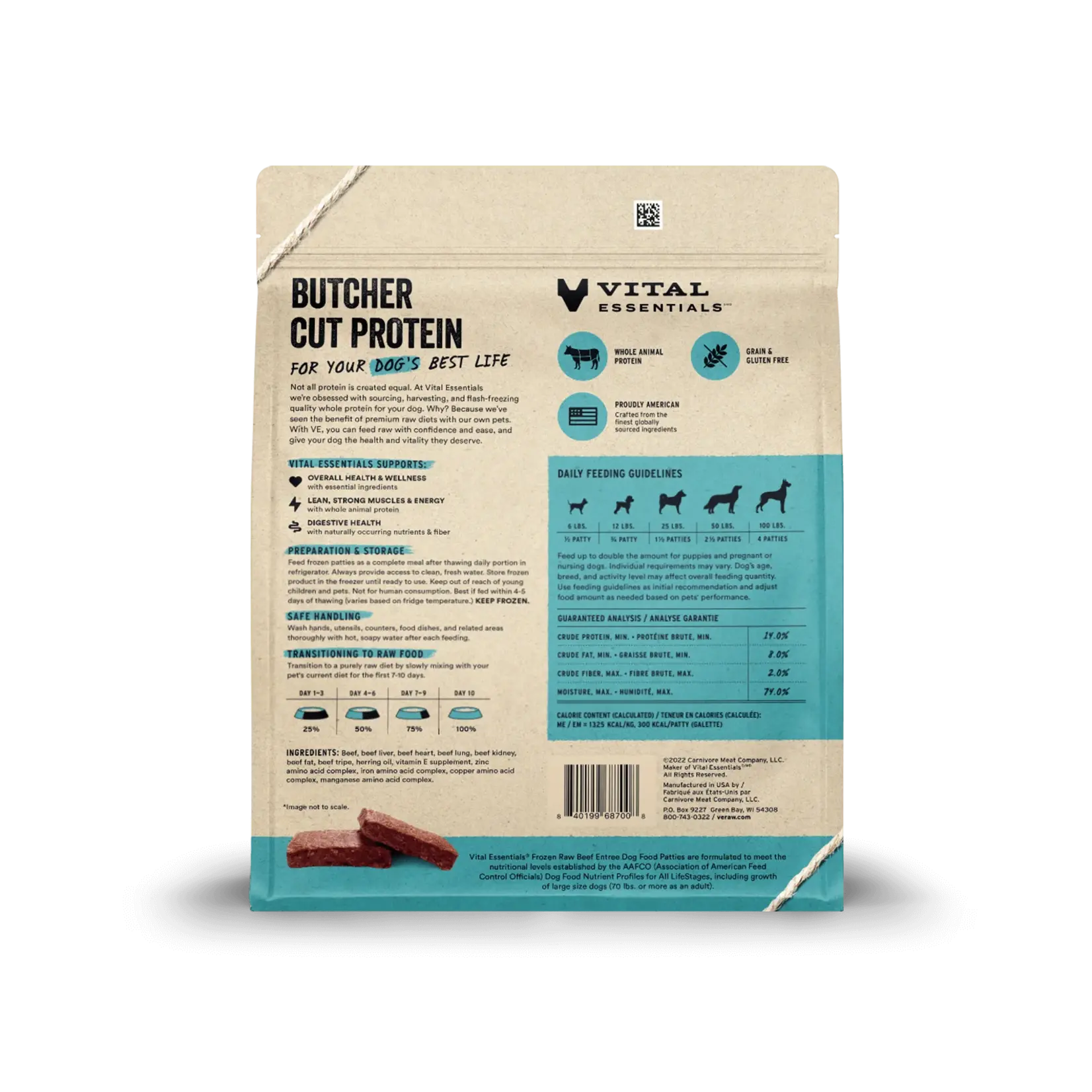 VITAL ESSENTIALS Vital Essentials Raw Dog Frozen Beef Patties 6lb