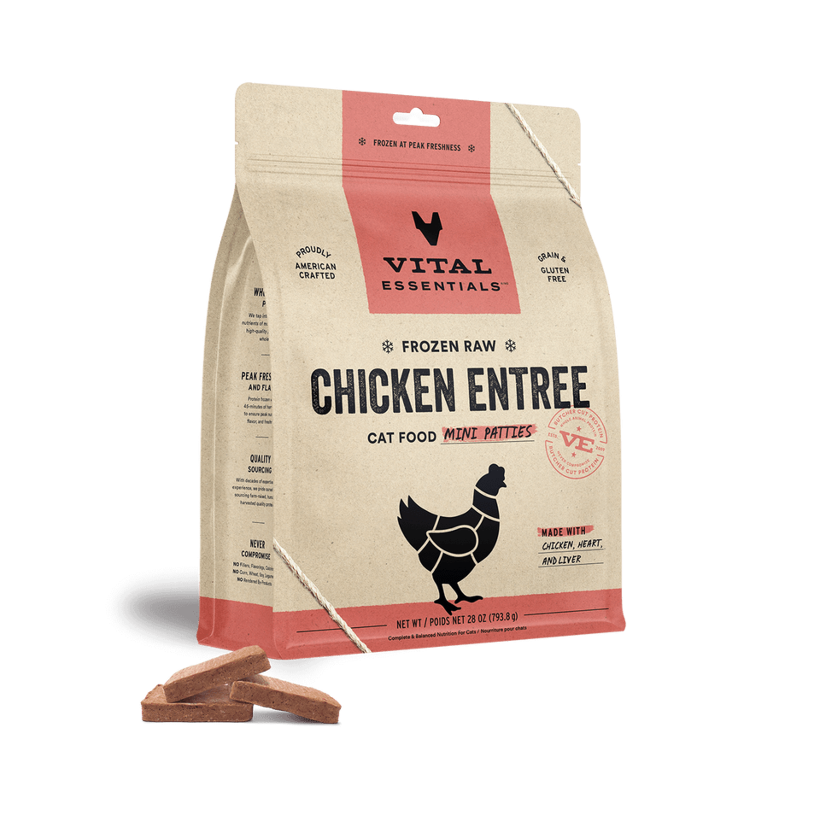 VITAL ESSENTIALS Vital Essentials Cat Food Mini Patties Raw Frozen Chicken 28oz