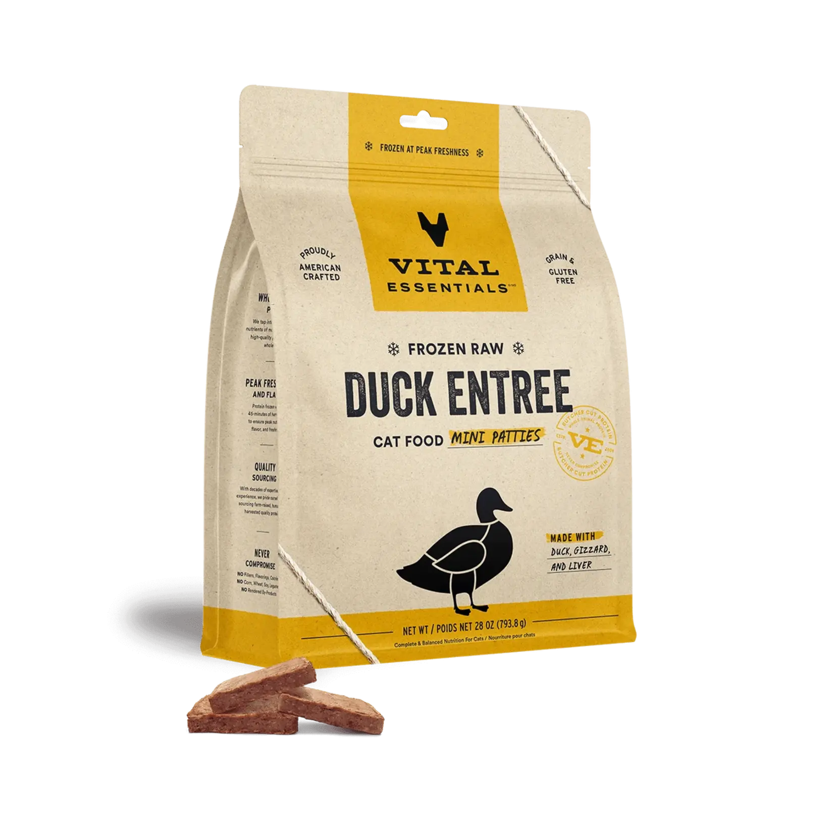 VITAL ESSENTIALS Vital Essentials Cat Food Mini Patties Raw Frozen Duck 28oz