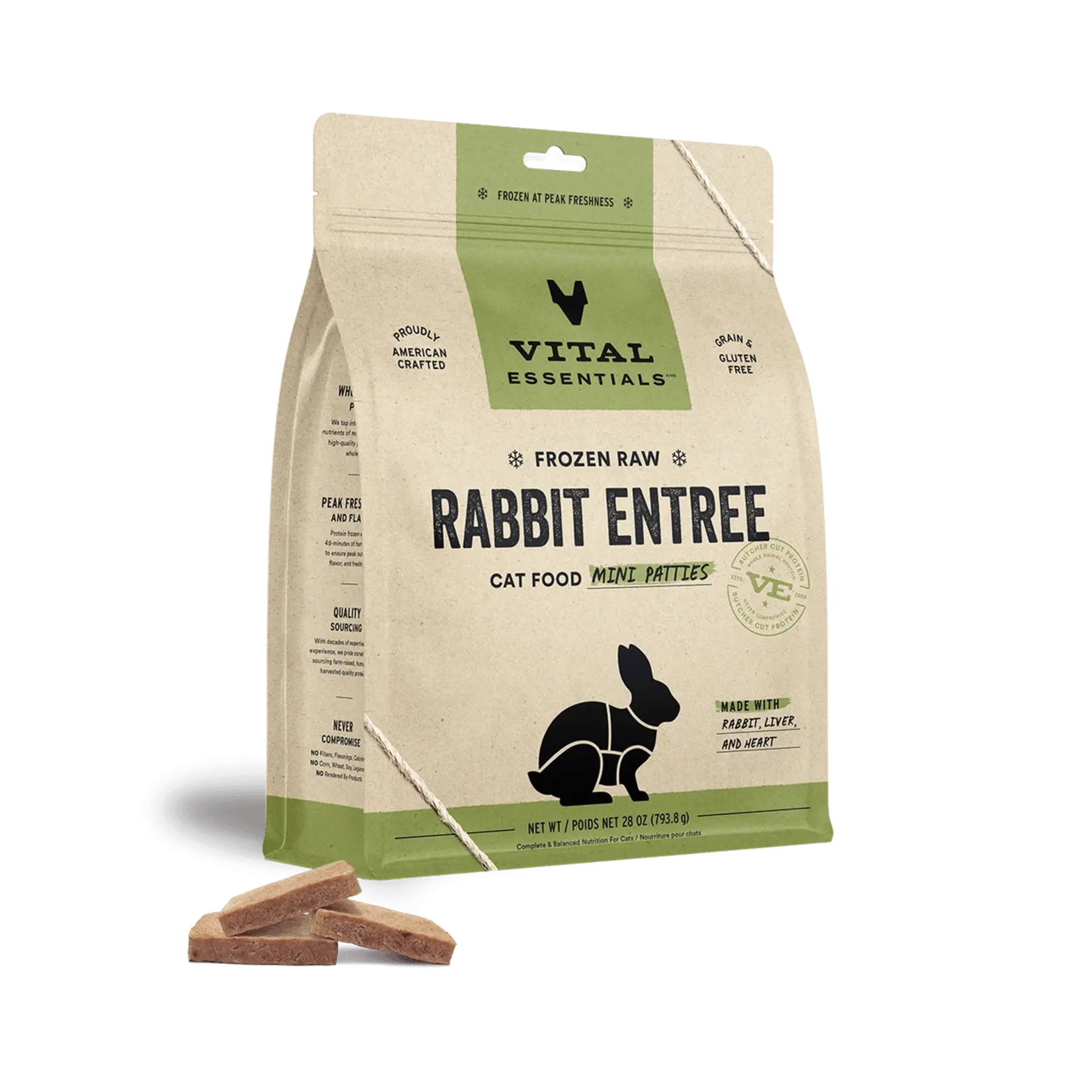 VITAL ESSENTIALS Vital Essentials Cat Food Mini Patties Raw Frozen Rabbit 28oz
