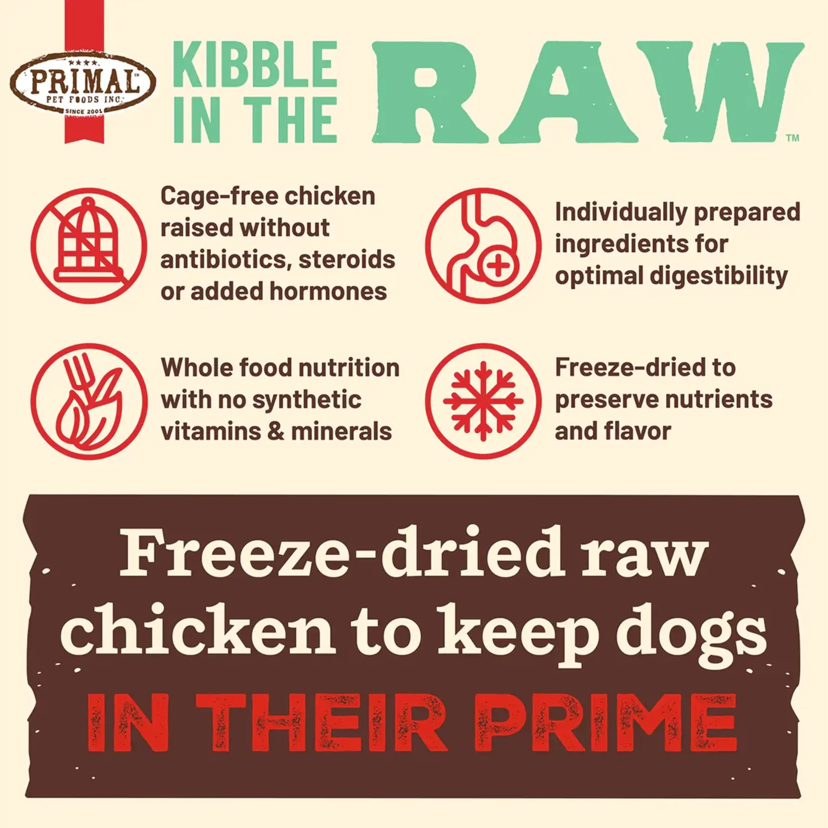 Primal Primal Dog Food  Kibble in the Raw Chicken Formula 9lb