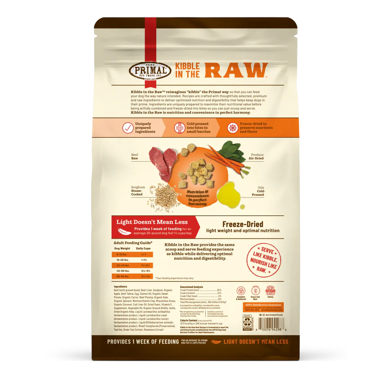 Primal Primal Dog Food  Kibble in the Raw Beef Formula 9lb
