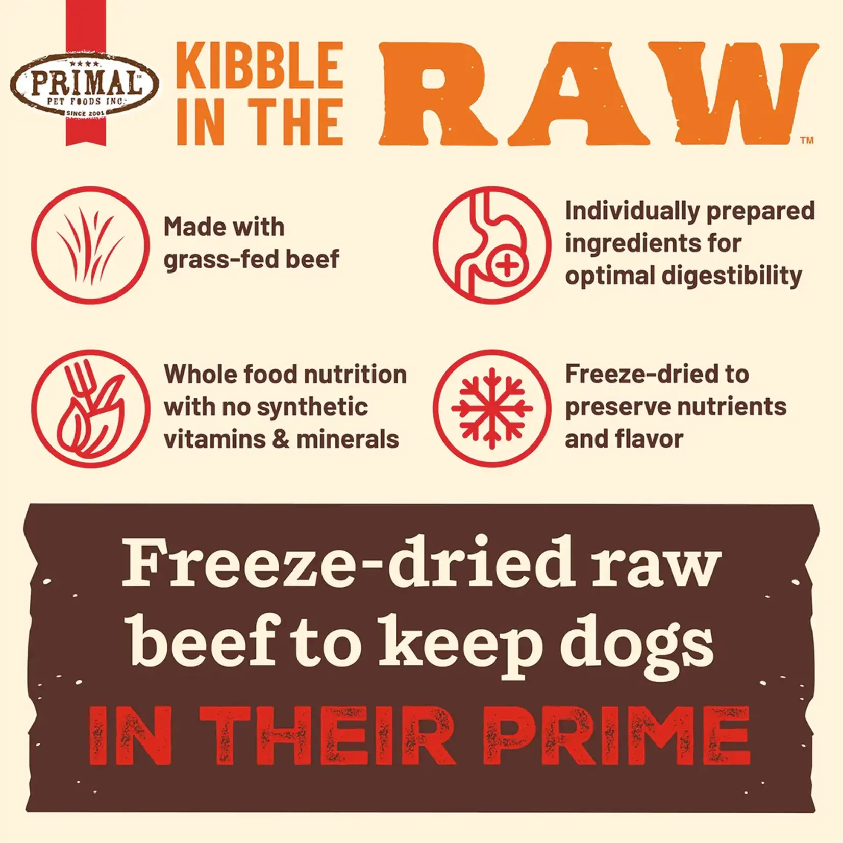 Primal Primal Dog Food  Kibble in the Raw Beef Formula 9lb