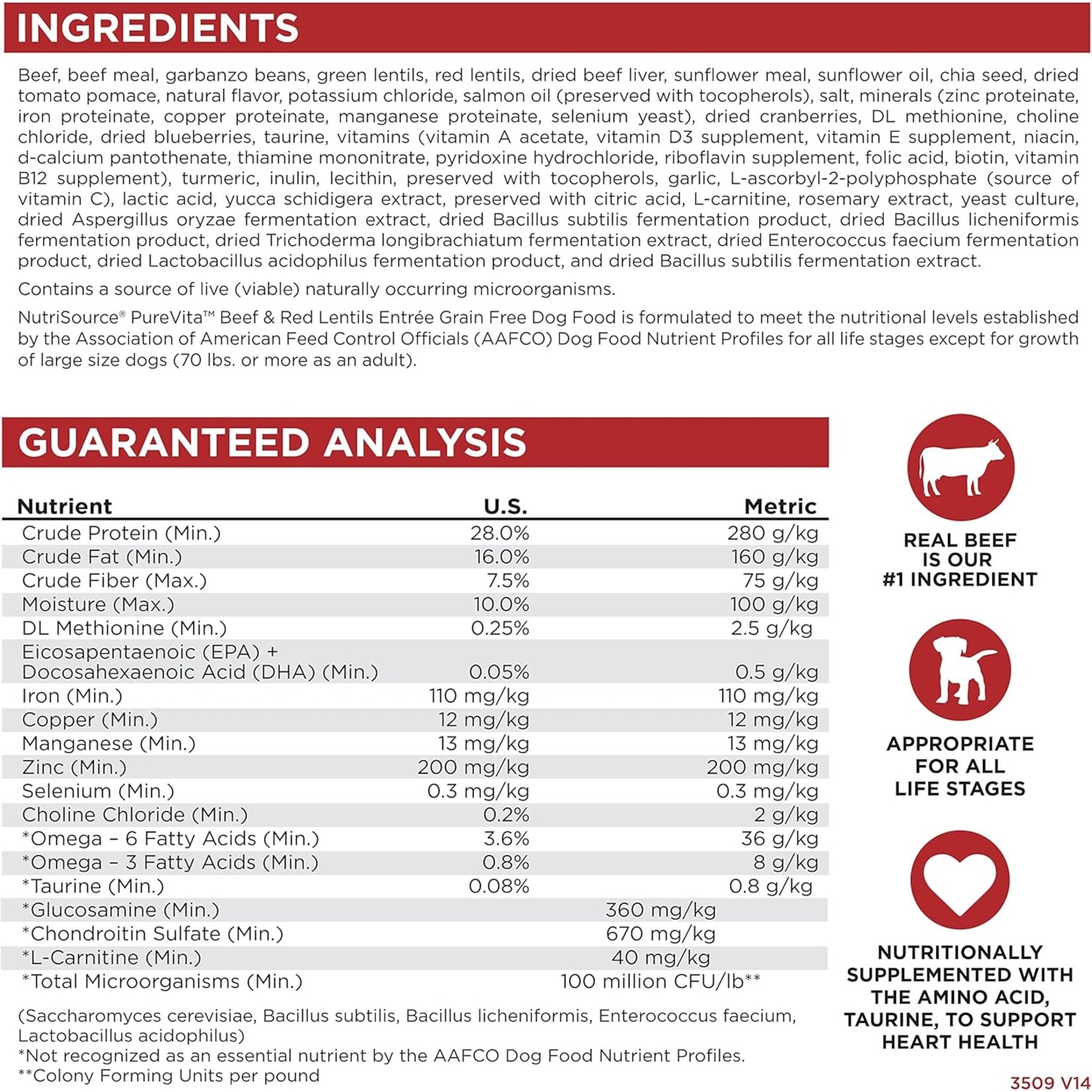 PureVita NutriSource PureVita Beef & Red Lentil Dog 4lb